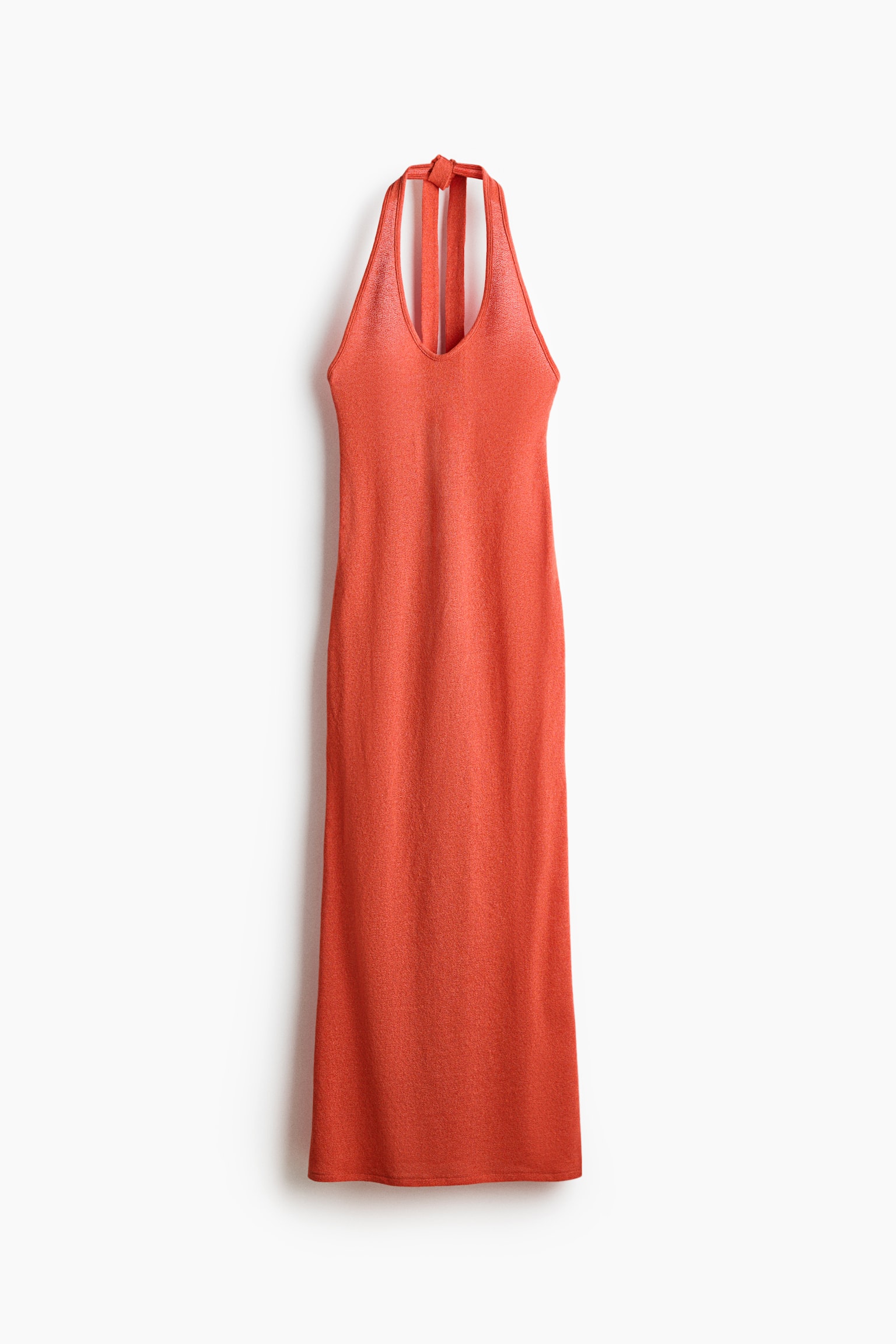 Knitted halterneck dress - Dark orange/Black/Striped - 1