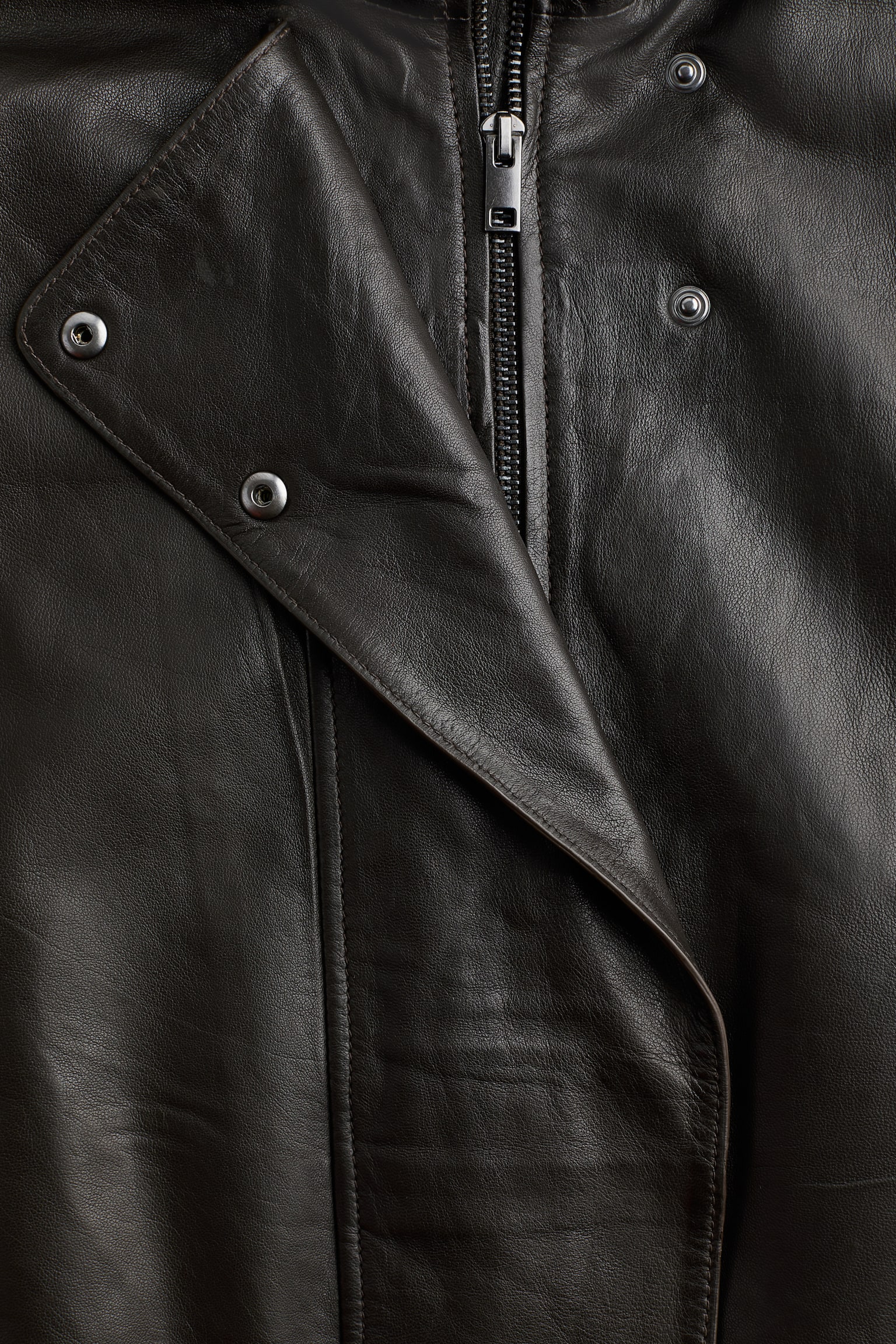 Belted leather jacket - Dark brown - 5