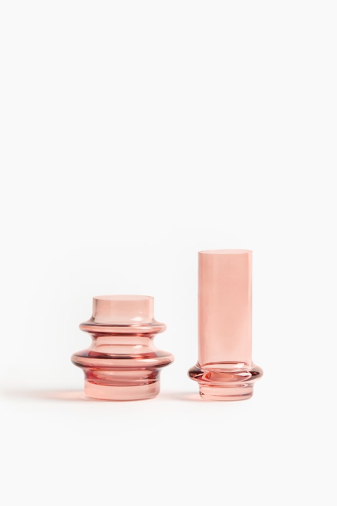 Lot de 2 mini vases en verre - Rose/Transparent - 2