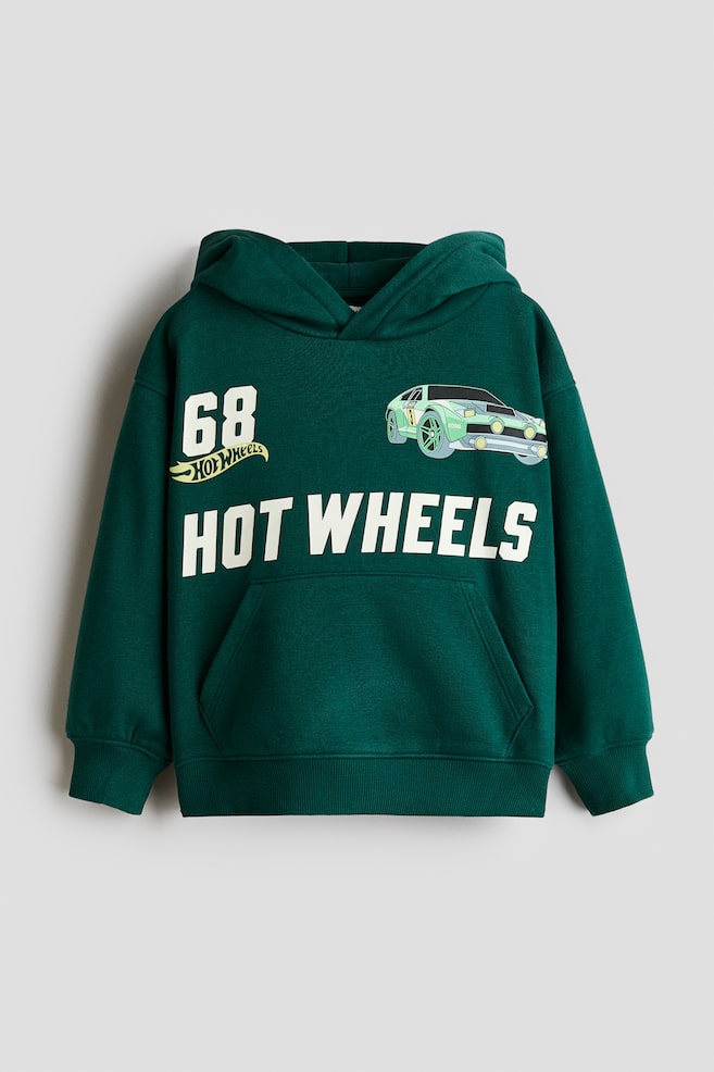 Printed brushed-inside hoodie - Dark green/Hot Wheels/Light mole/Minecraft/Black/Marvel Comics/Grey marl/Pokémon/Light grey marl/Pokémon - 1