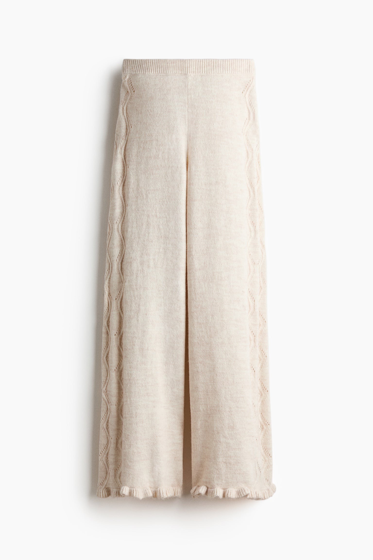 Pantalón en tejido pointelle - Beige claro