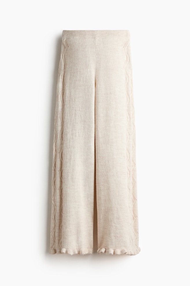 Pantalón en punto pointelle - Beige claro - 1