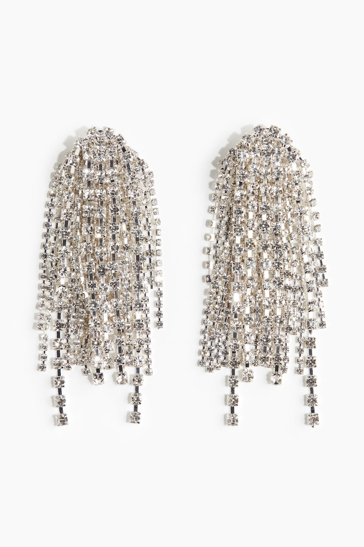 Boucles D'oreilles Pendantes Argentées Avec Strass - NEUVES, Fermoir Dormeuse