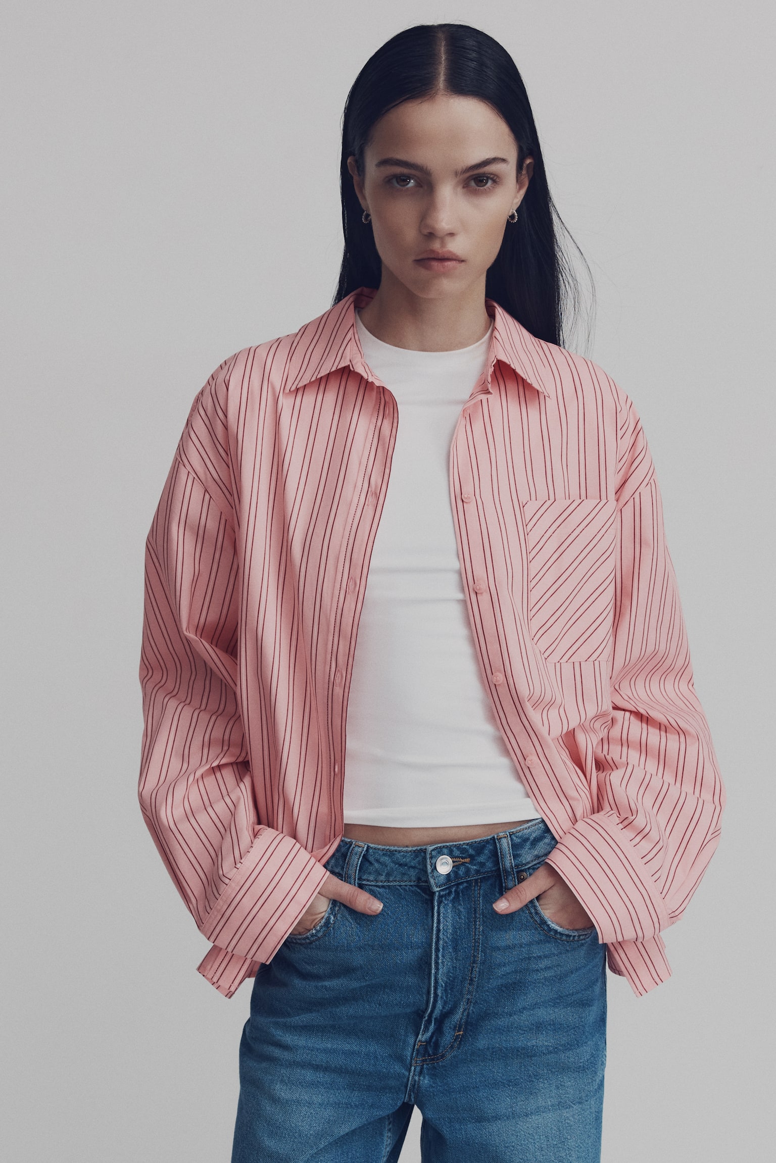 Oversized cotton shirt - Pink/Striped/White/Light blue/Striped/Blue/White/Striped/Blue/Checked - 2
