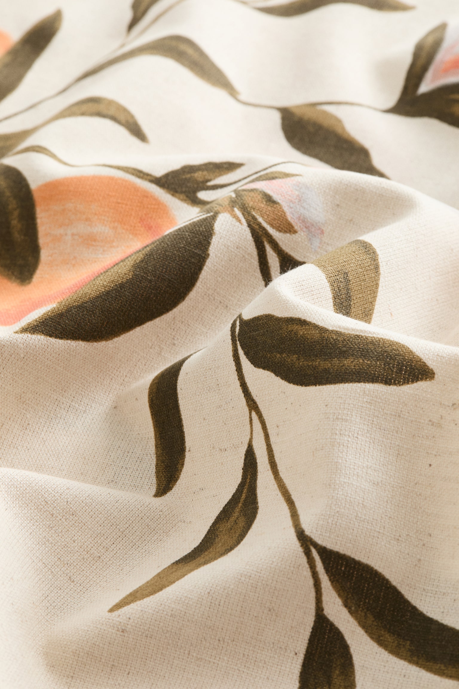 Patterned linen-blend table runner - Light beige/Oranges - 2