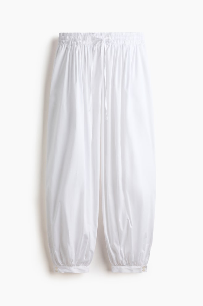 Baumwollhose mit Balloon Leg - Weiß/Hellbeige/Gestreift - 1