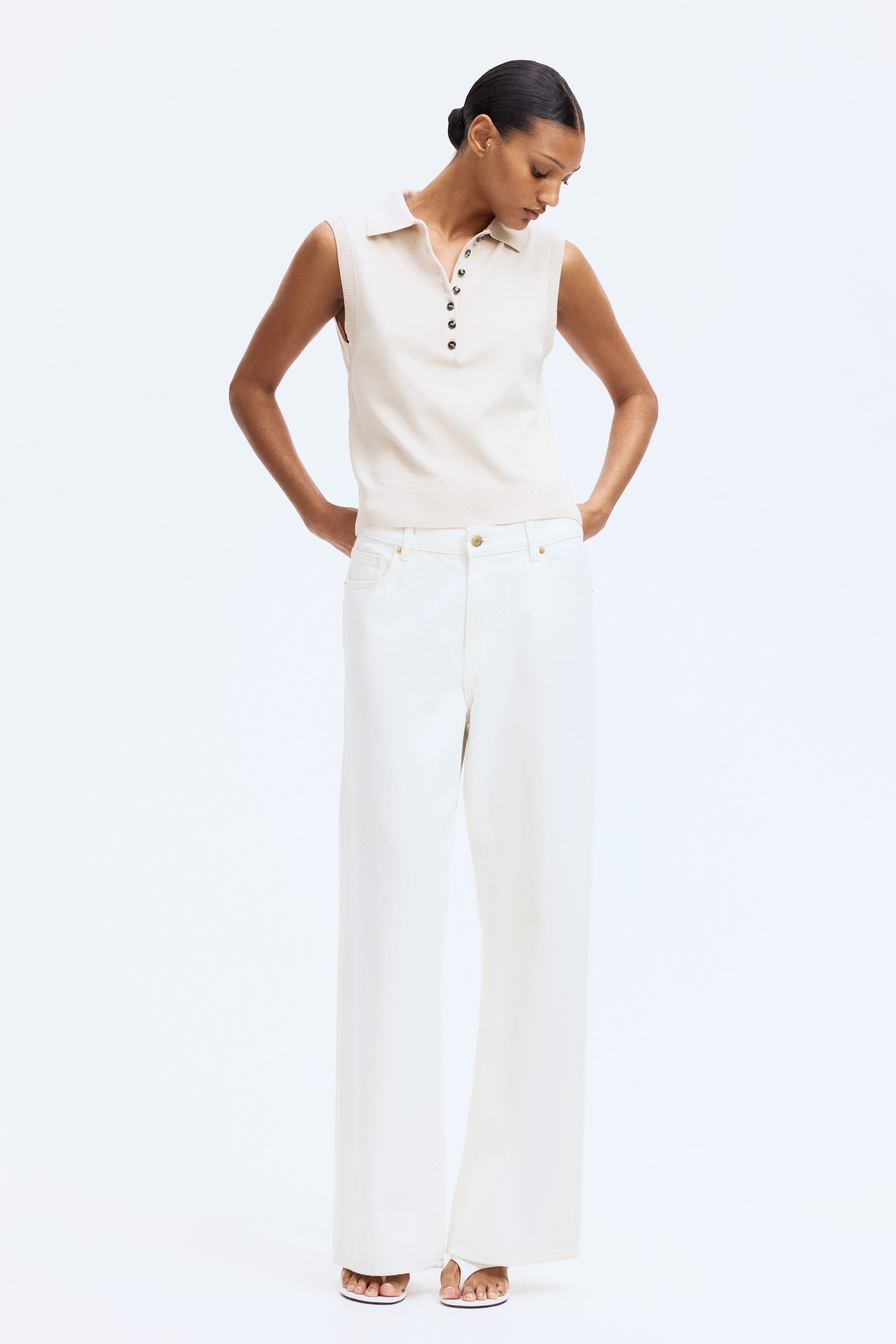 View larger image: Collared slipover - Light greige - Ladies | H&M IN 2