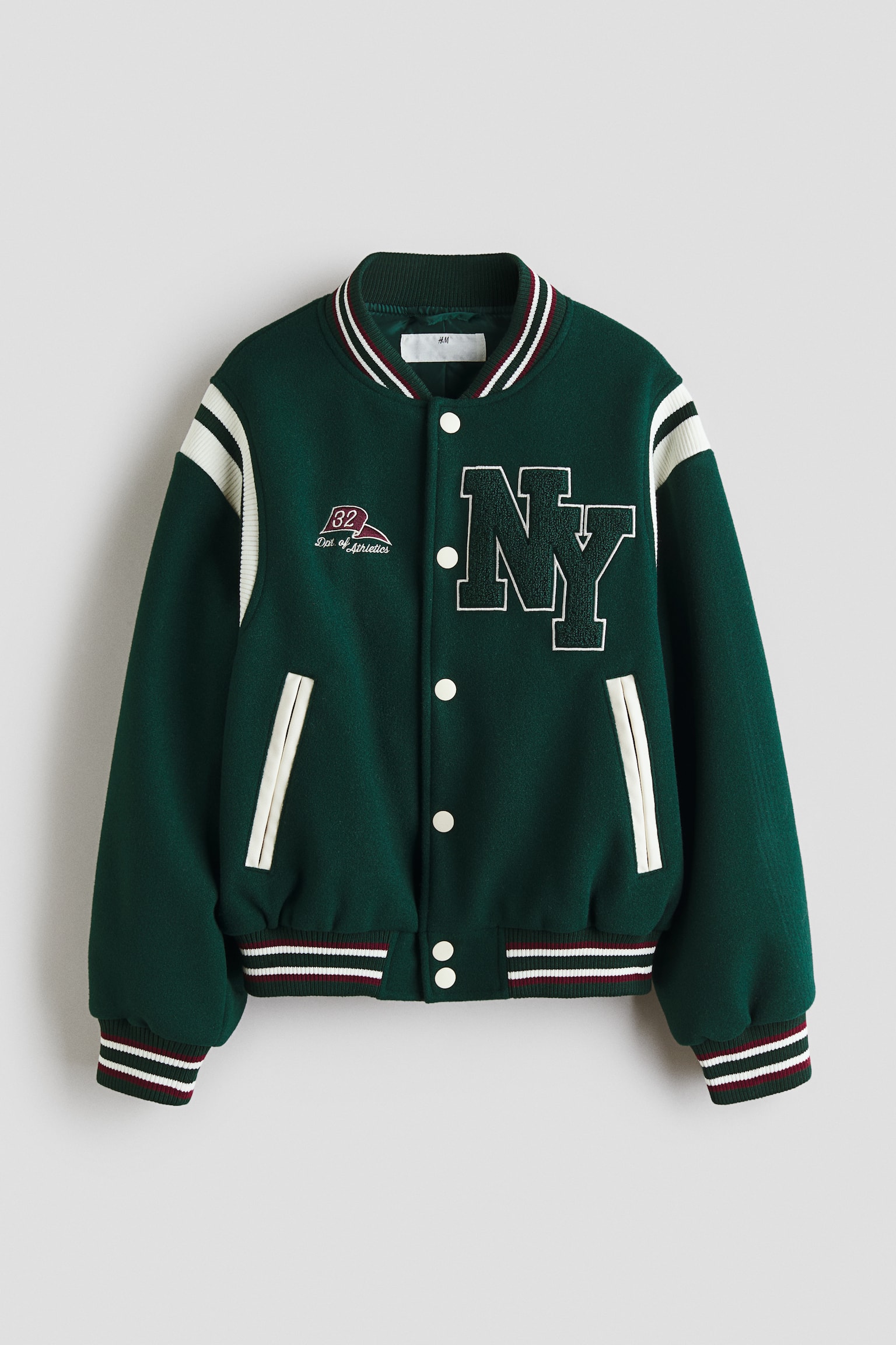 圖案棒球外套 - 深綠色/NY