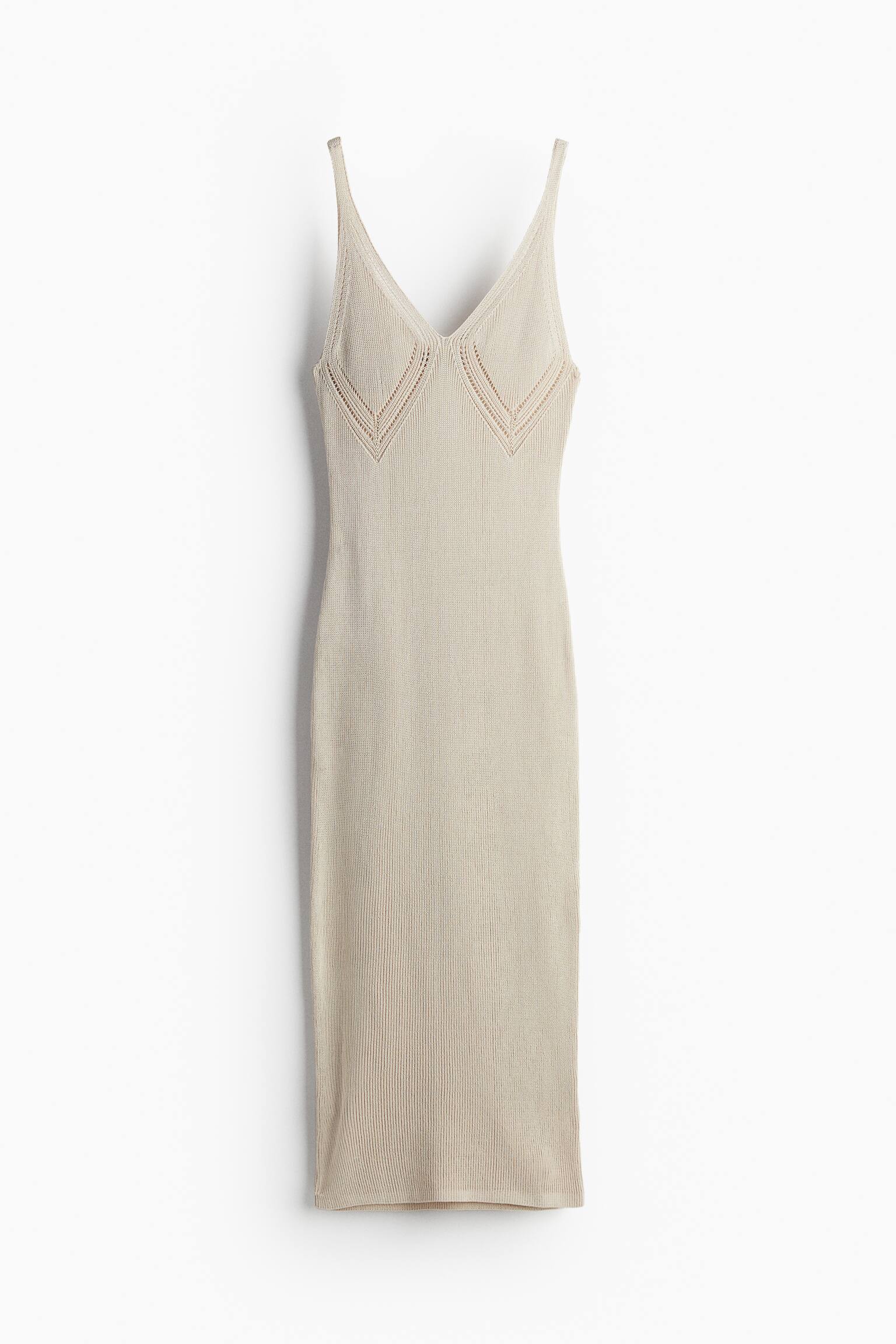 Knit Midi Dress - Light beige - 2