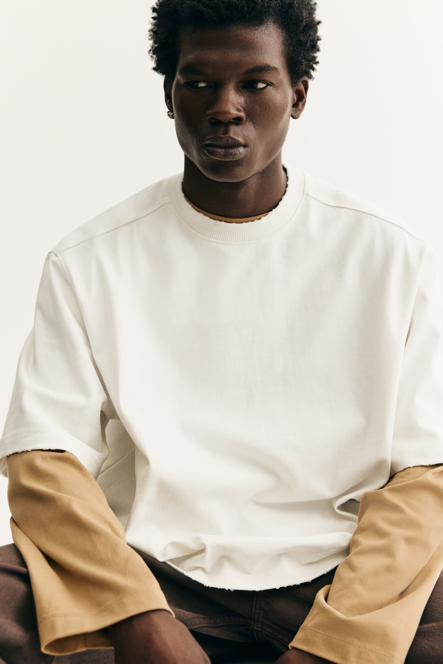 Playera corta Oversized Fit - Crema/Worldwide - 7