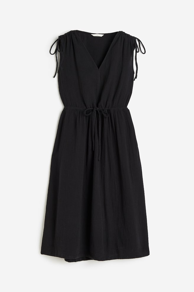 Vestido con cordón de ajuste - Negro - 1