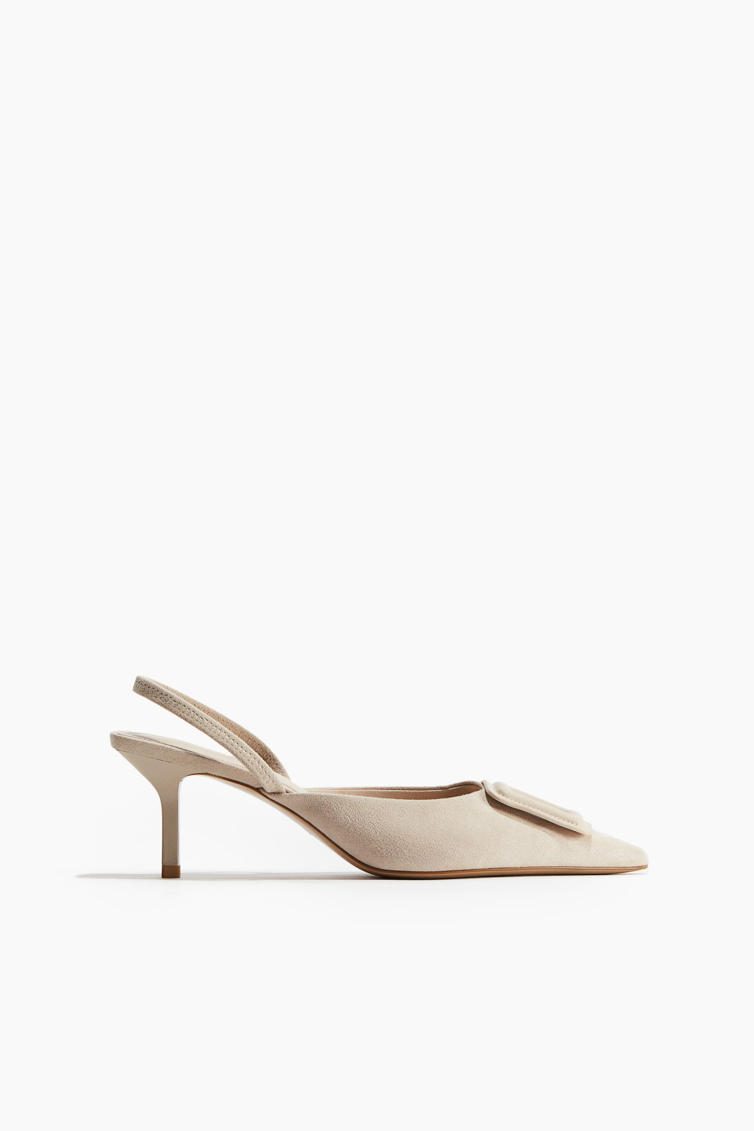 Pointed Slingback High Heels - Light beige/Black - 1