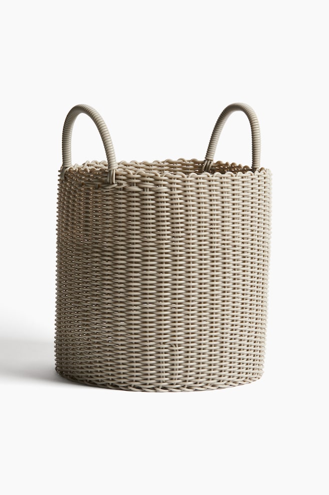 Panier de rangement en plastique - Beige/Noir - 1