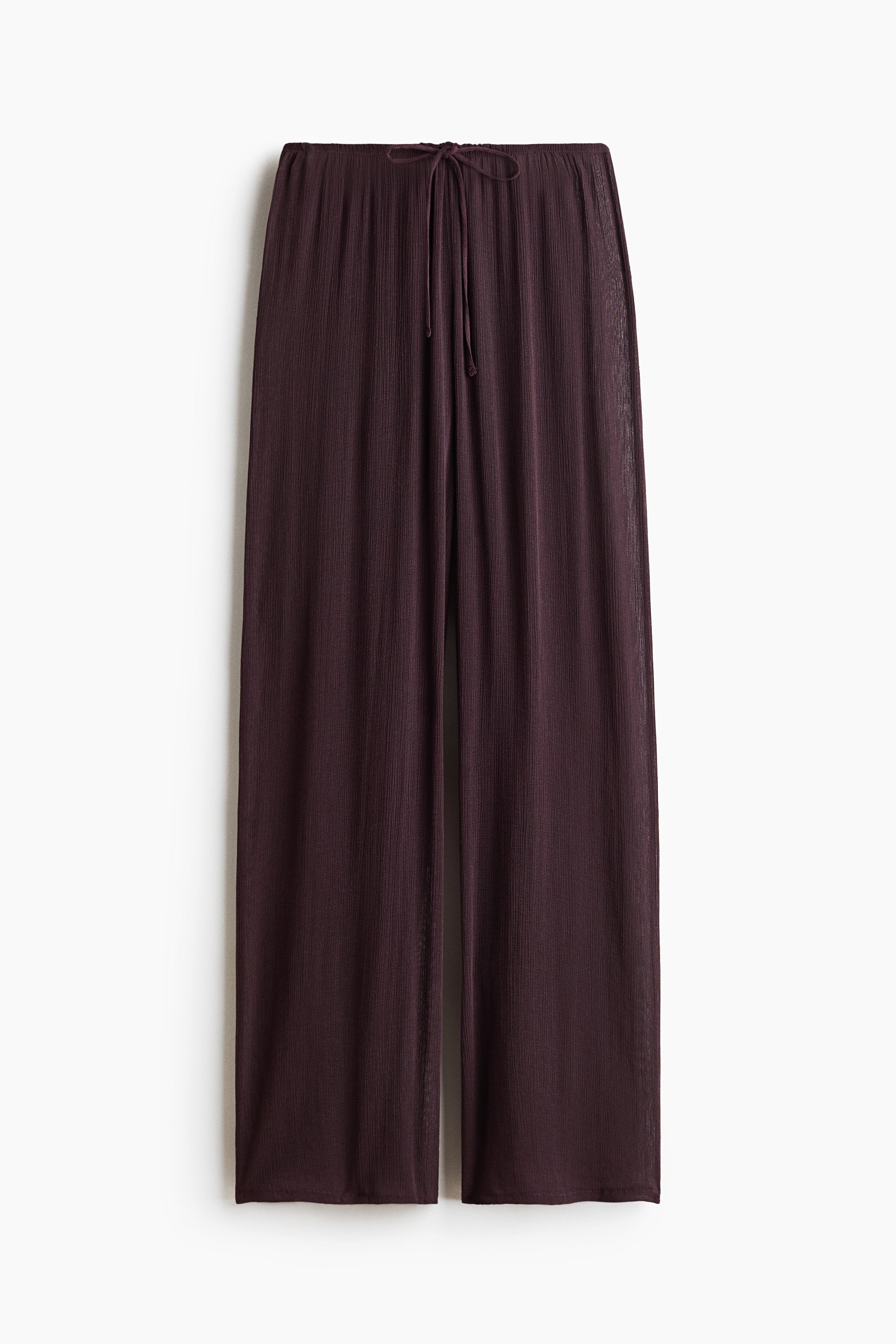 Sheer Drawstring Pants - Dark plum purple