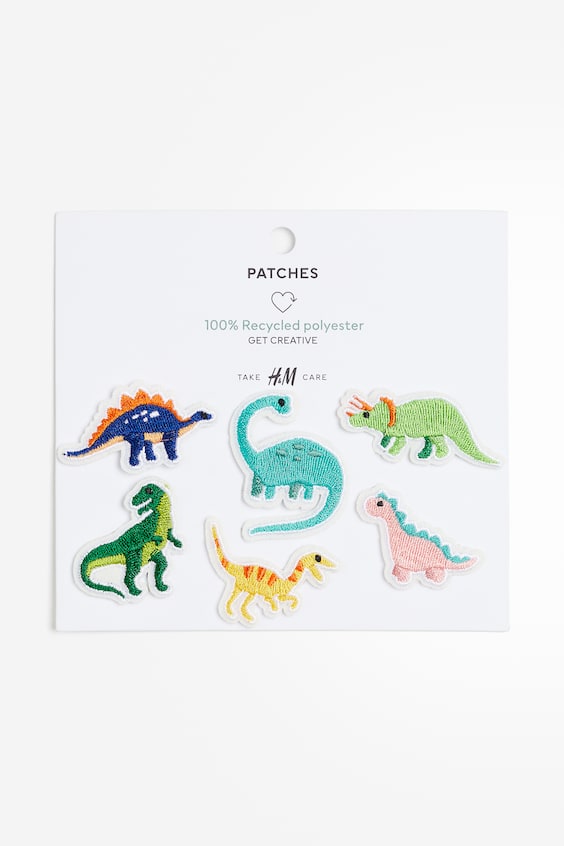 Mini Patches Green/dinosaurs 6-pack Mini Iron-on Patches for kids | H&M US