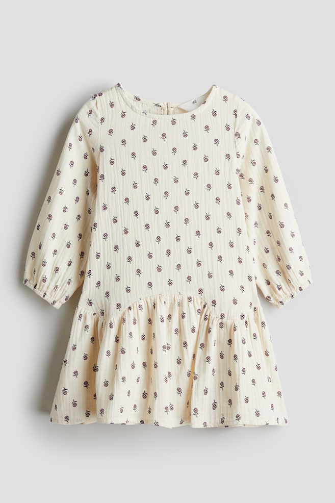 Woven cotton dress - Cream/Small flowers - 1
