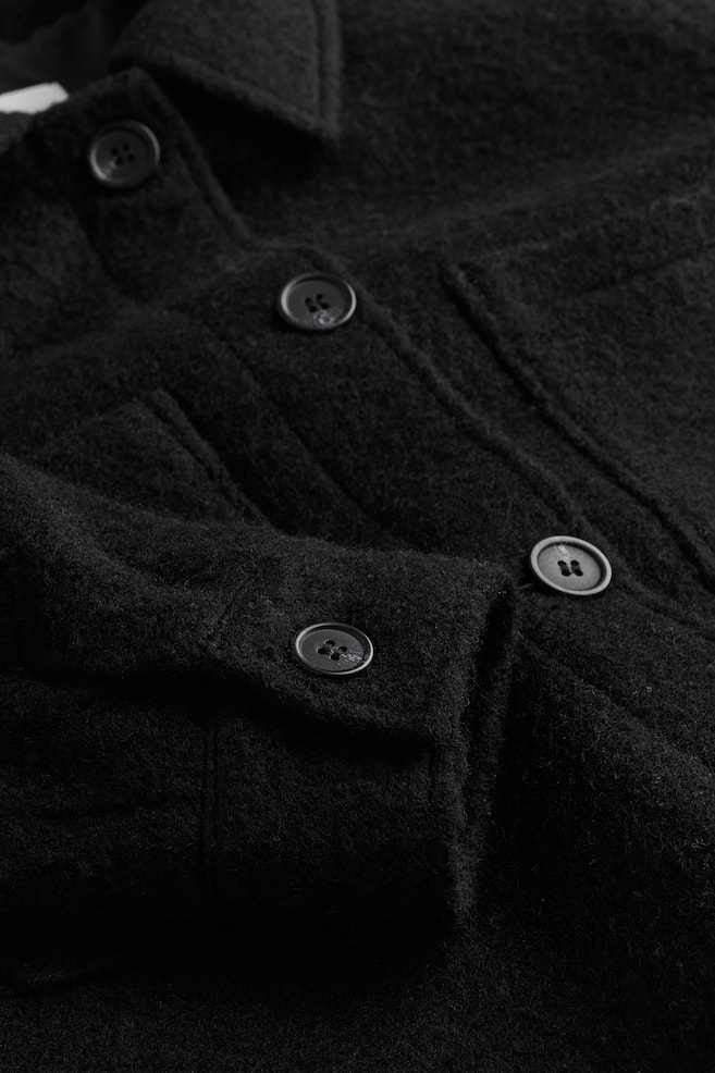 Veste-chemise en laine mélangée - Noir - 4