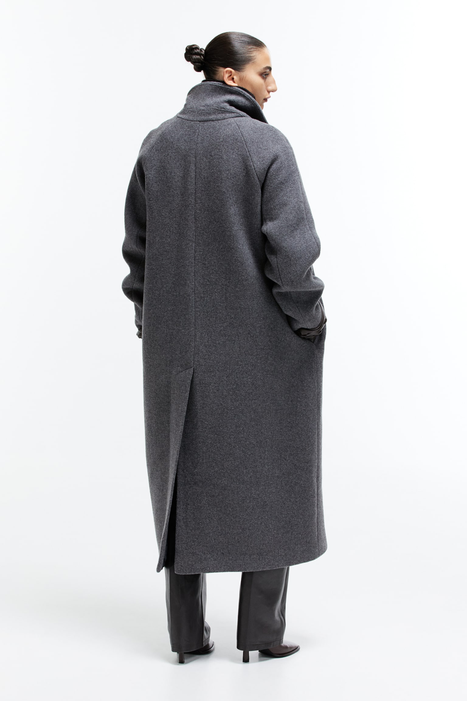 Wool-blend coat - Dark grey/Black/Beige marl - 3