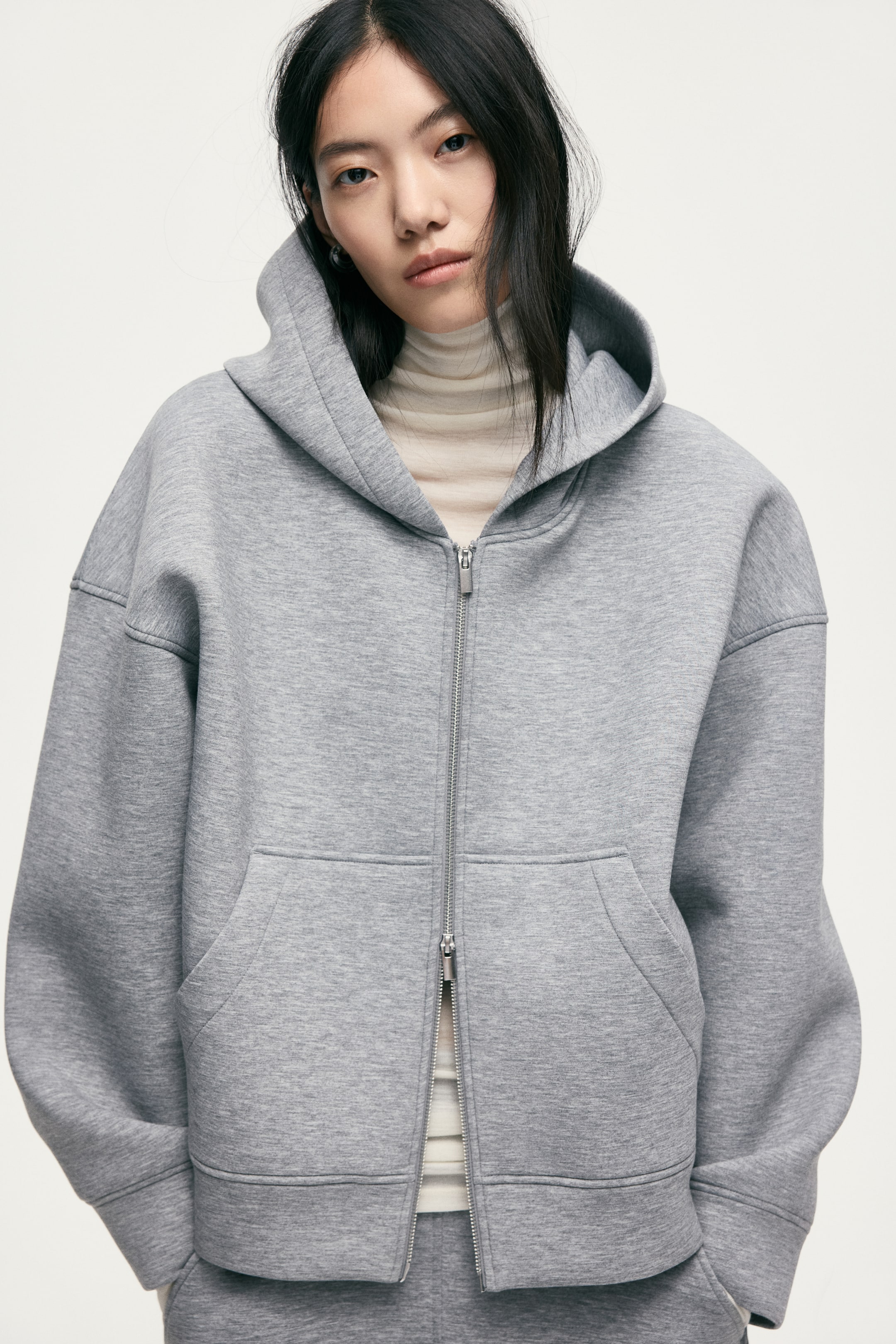 View larger image: Scuba zip-through hoodie - Grey marl - Ladies | H&M 1