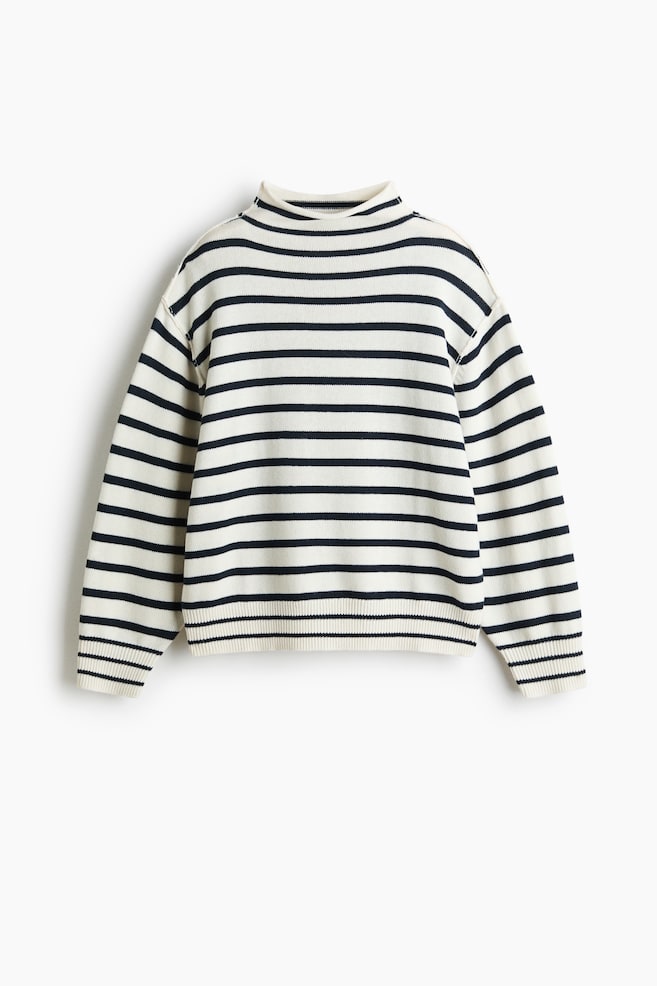 Oversized wool-blend jumper - White/Navy blue striped/Cream - 1