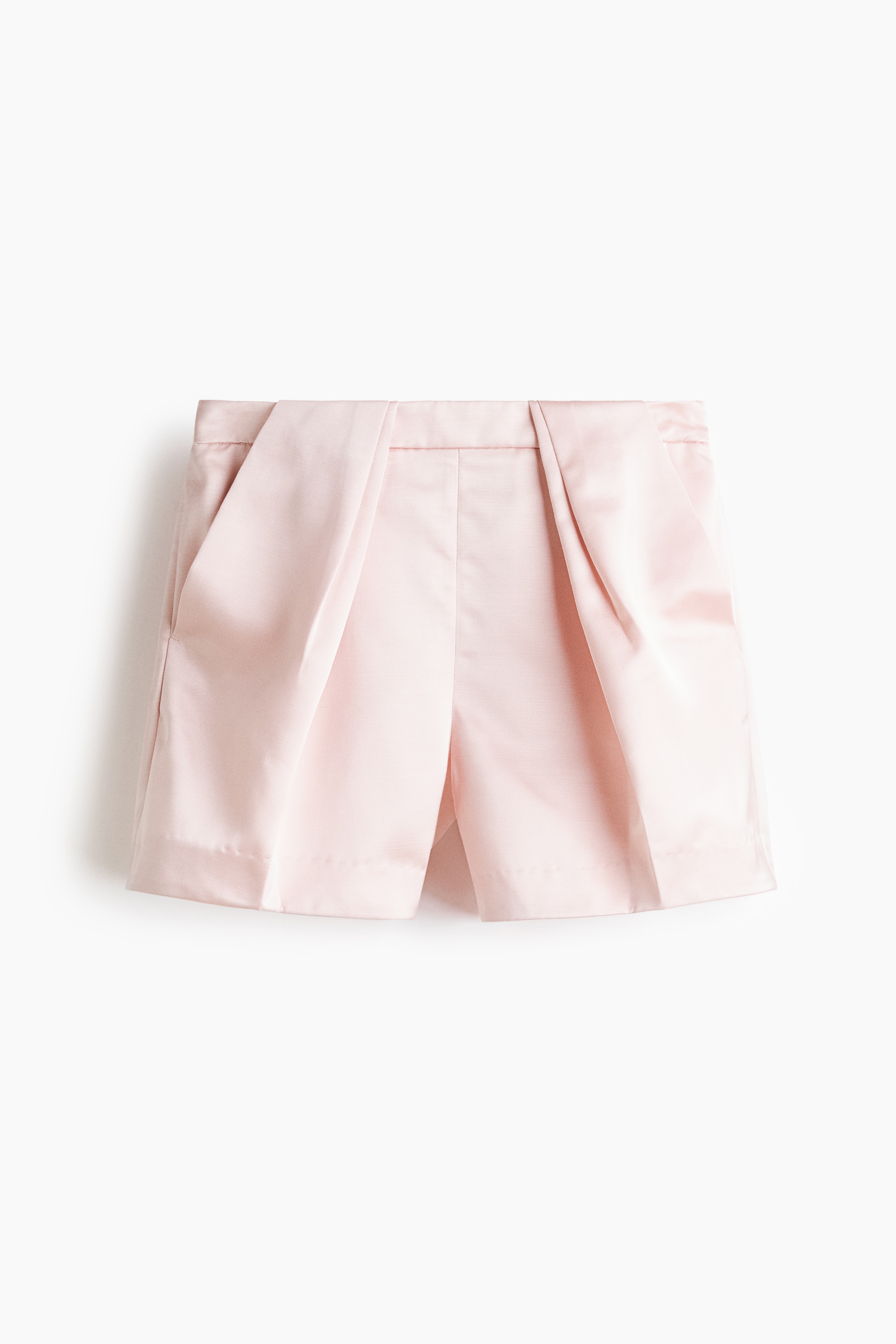 Pleat-detail satin shorts - Light pink