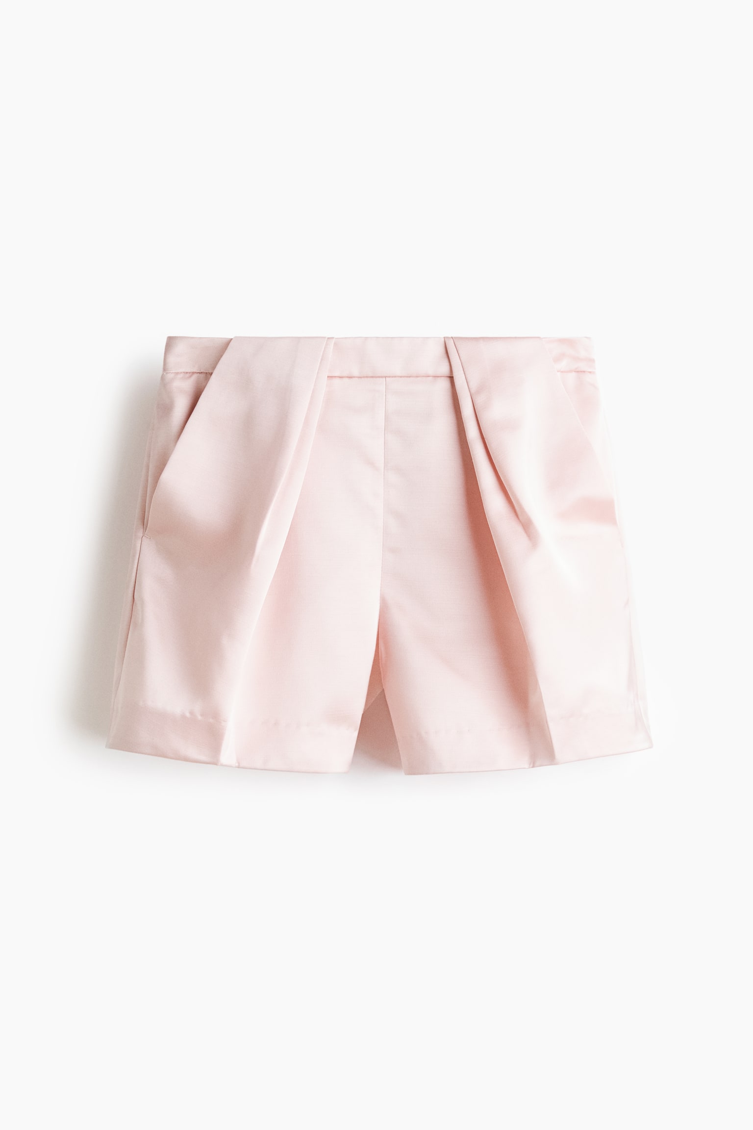 Pleat-Detail Satin Shorts - Light pink - 2