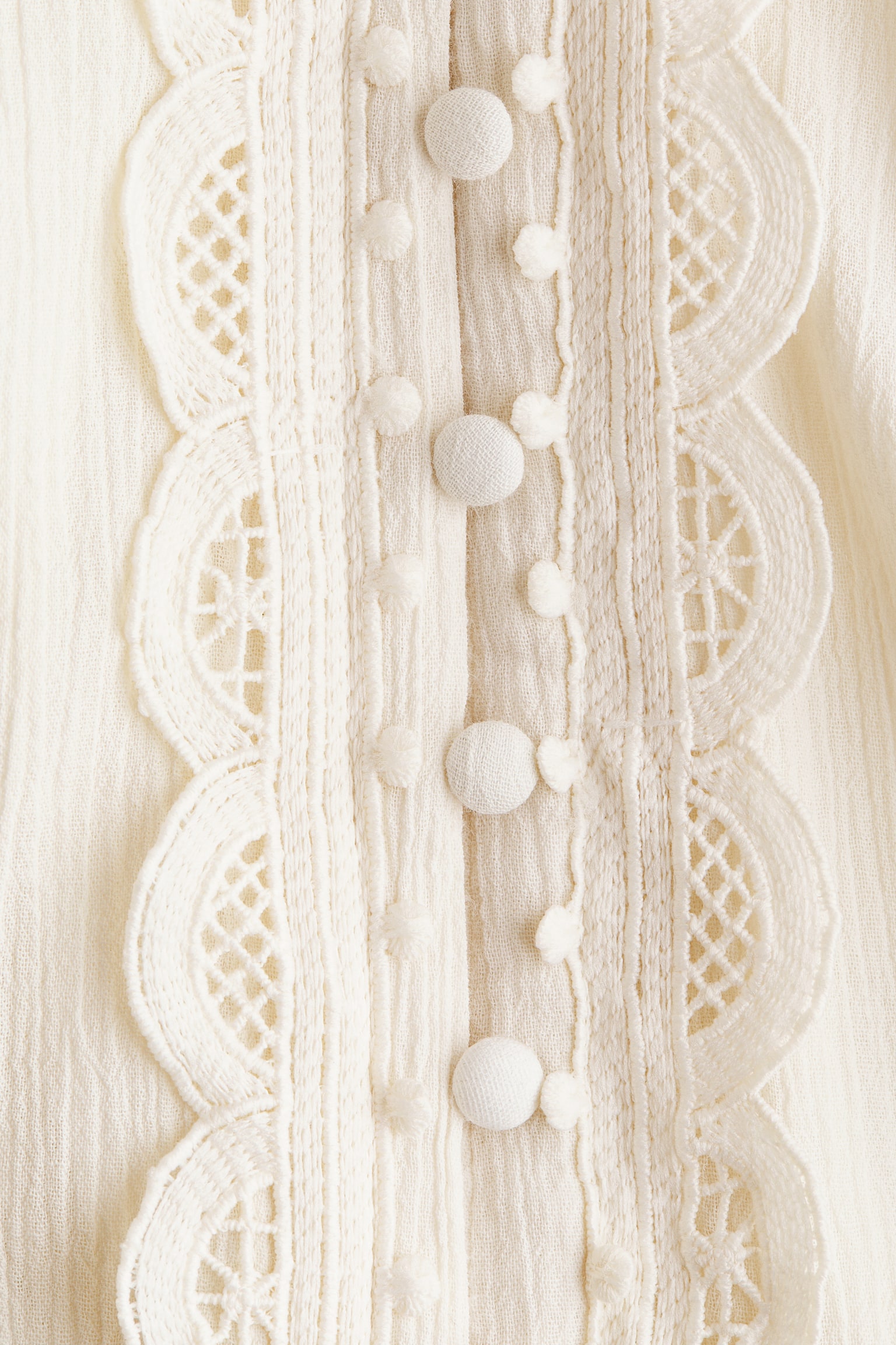 Lace-detail cotton dress - Cream/Light pink/Dark brown - 3