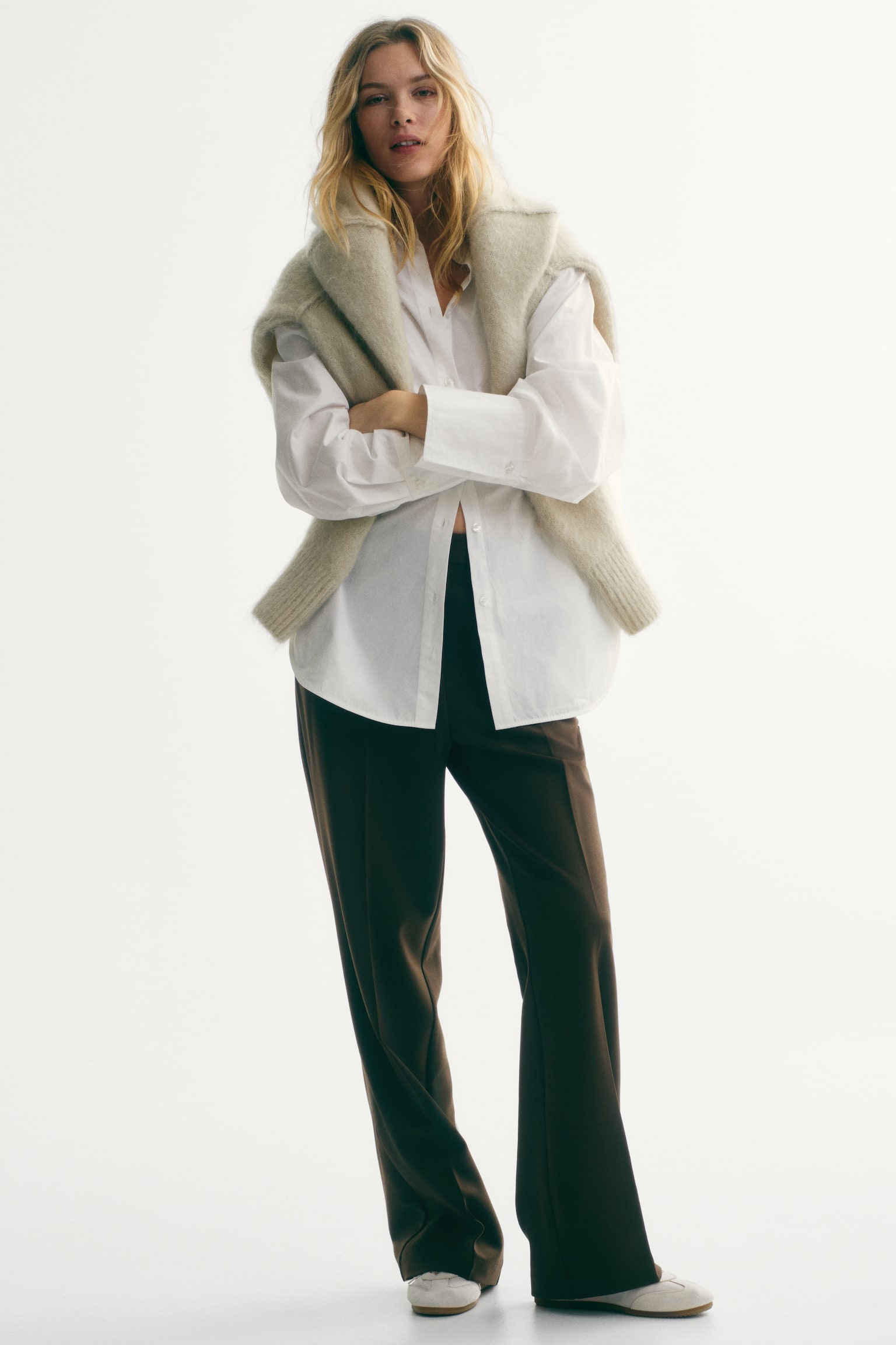 Tailored twill trousers - Dark khaki green/Black/Beige - 4