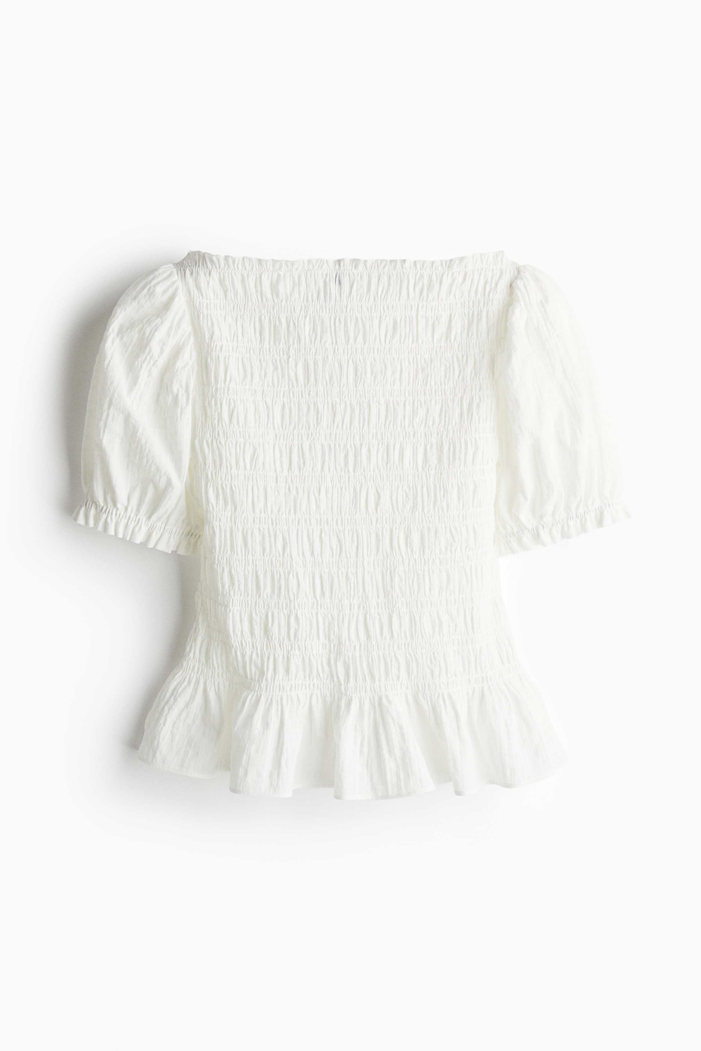 Smocked blouse - White/Light blue/Striped