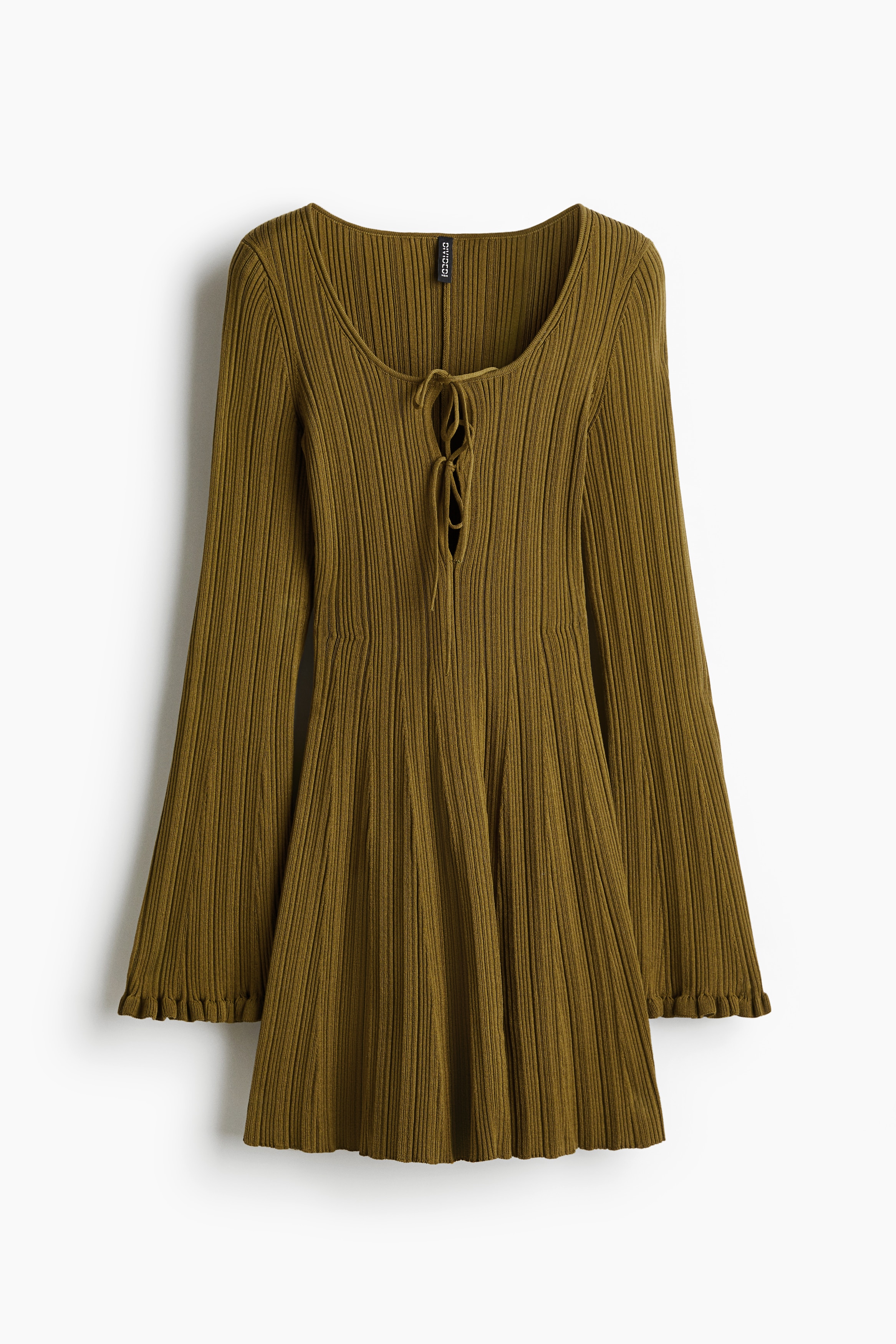 Utställd klänning - Olivgrön/Svart