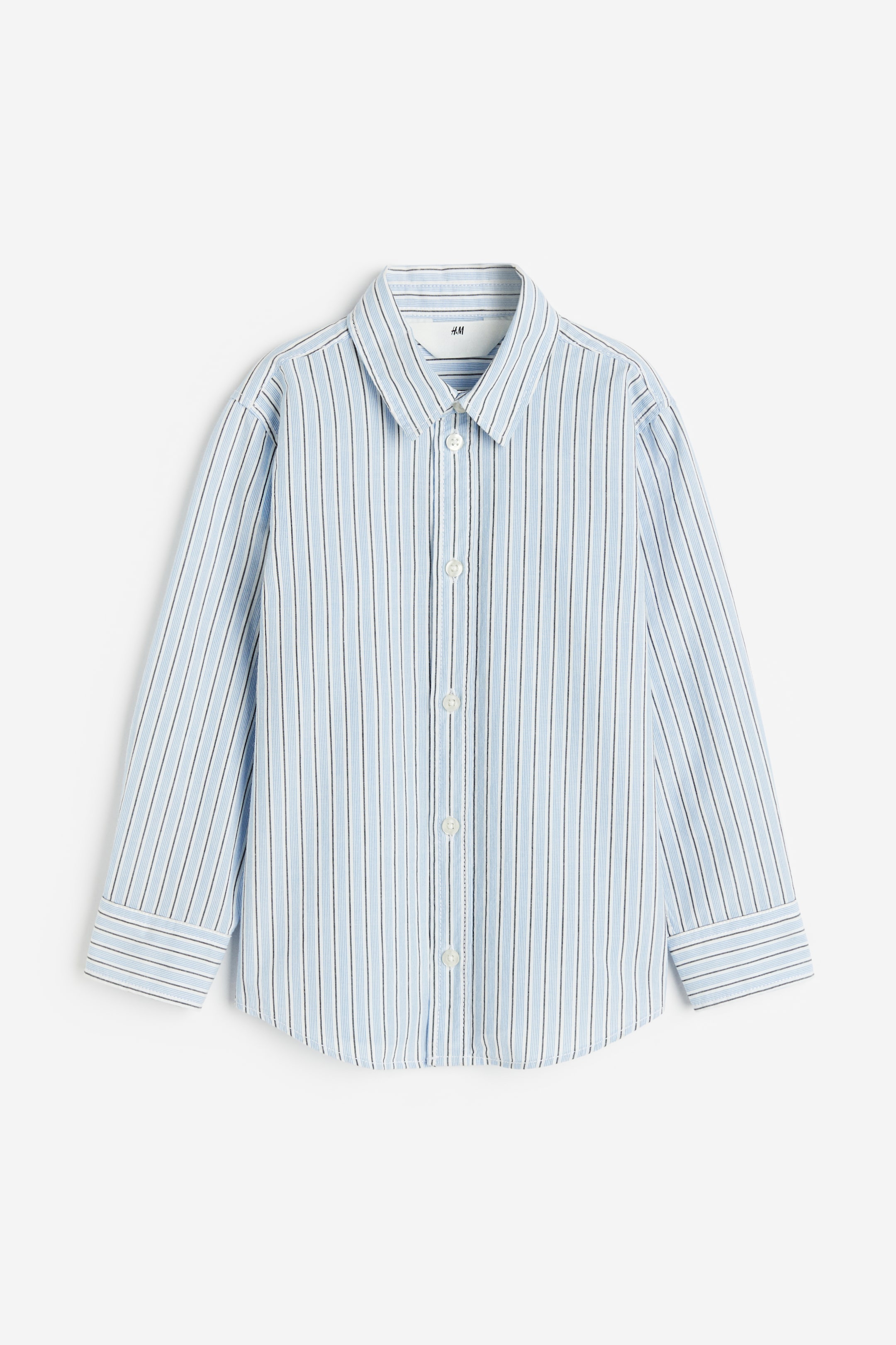 Visa större bild: Långärmad skjorta i poplin - Ljusblå/Randig - BARN | H&M FI 1