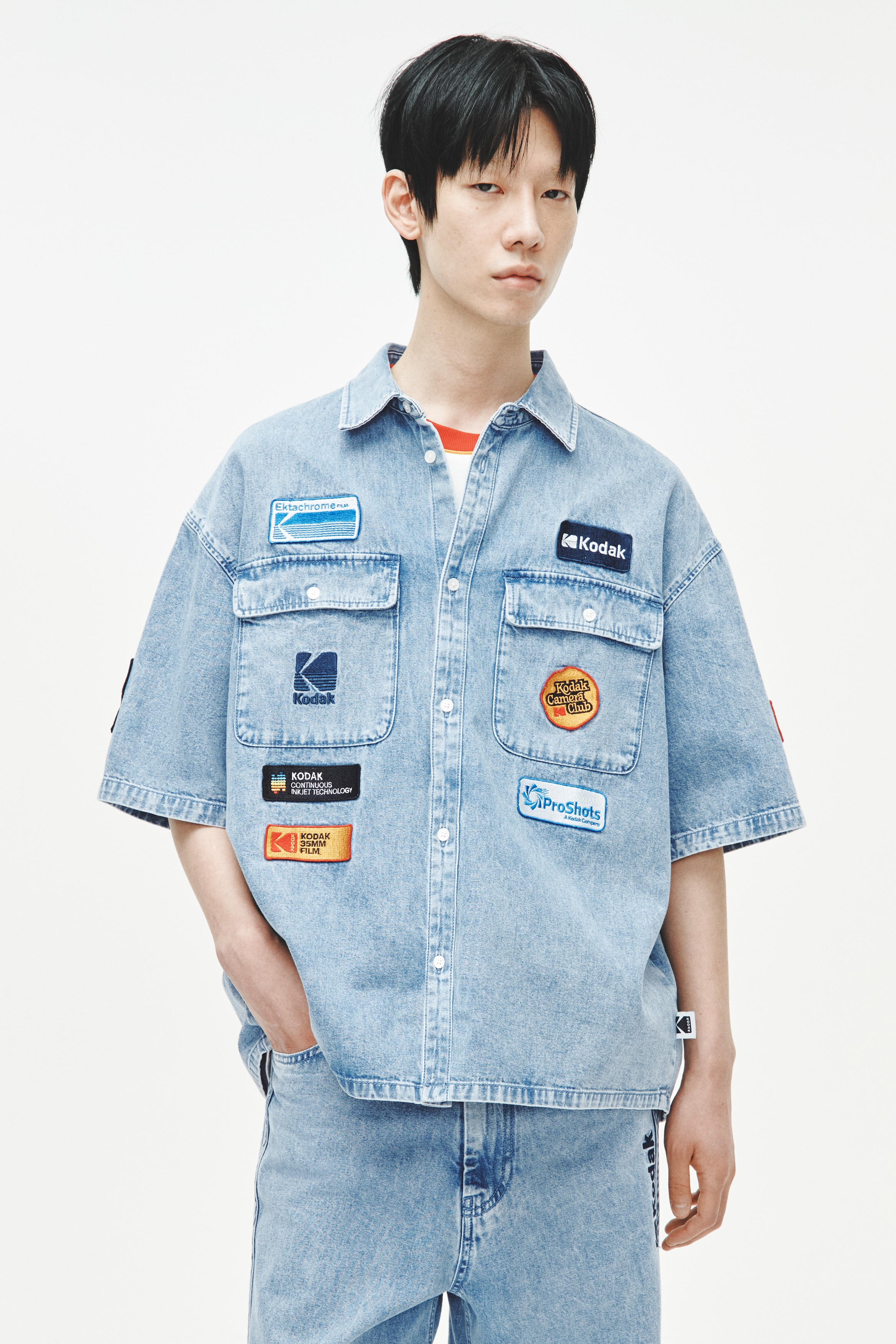 Loose-Fit Appliquéd Cotton Denim Shirt