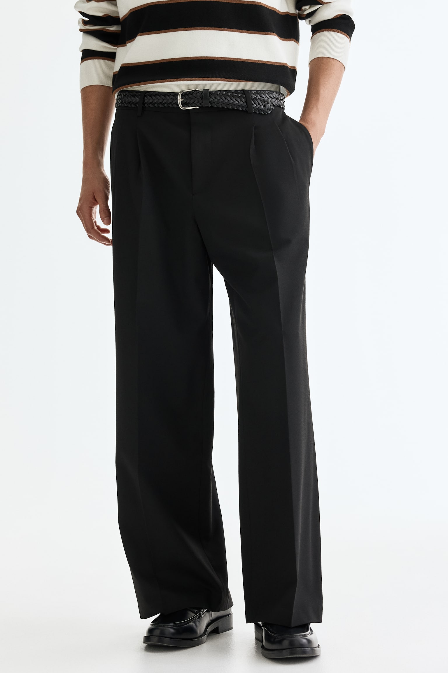 Loose Fit Tailored trousers - Black/Beige/Dark grey - 3