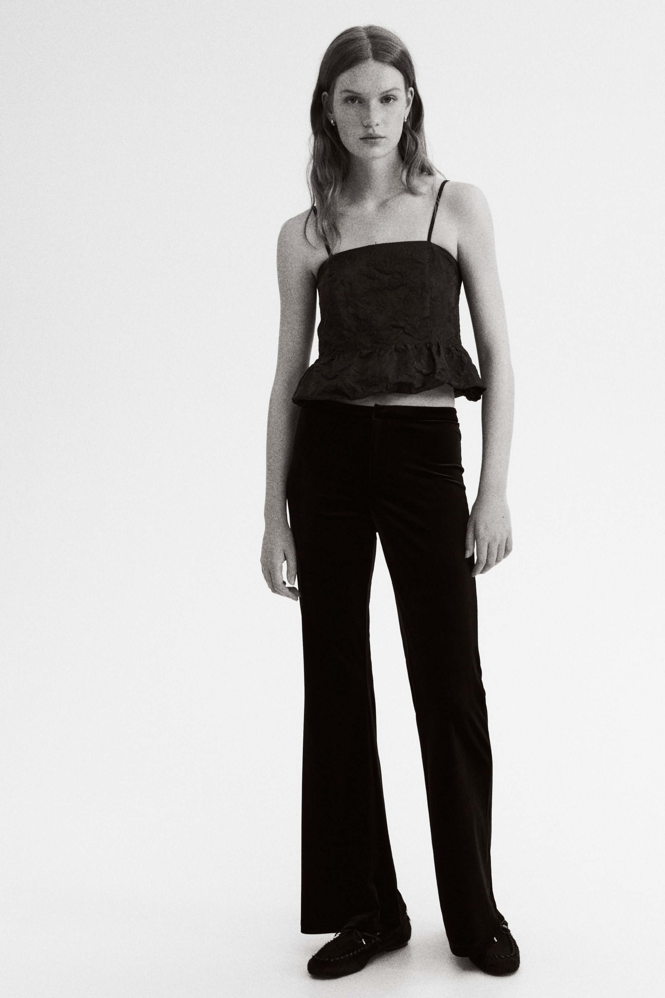 View larger image: Bubble-Hem Strappy Top - Black - Ladies | H&M US 2