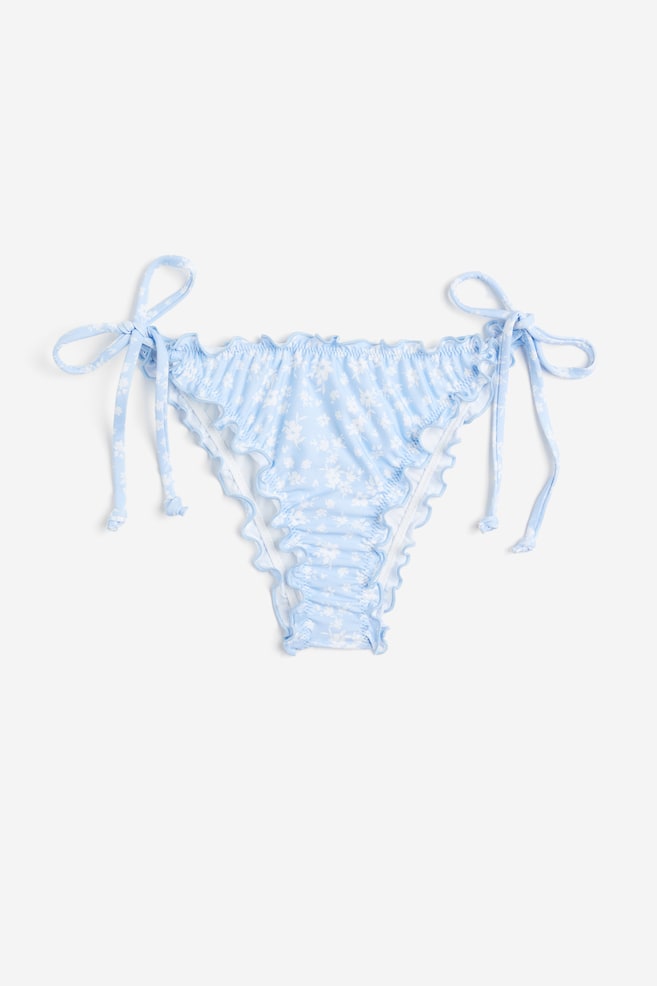 Brazilian tie tanga bikini bottoms - Lys blå/Blomstret - 2