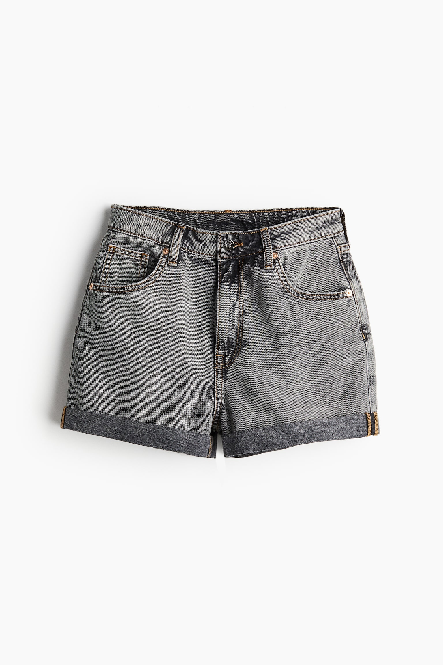 High-waisted denim shorts - Denim grey/Black/Light denim blue/Pale denim blue - 2