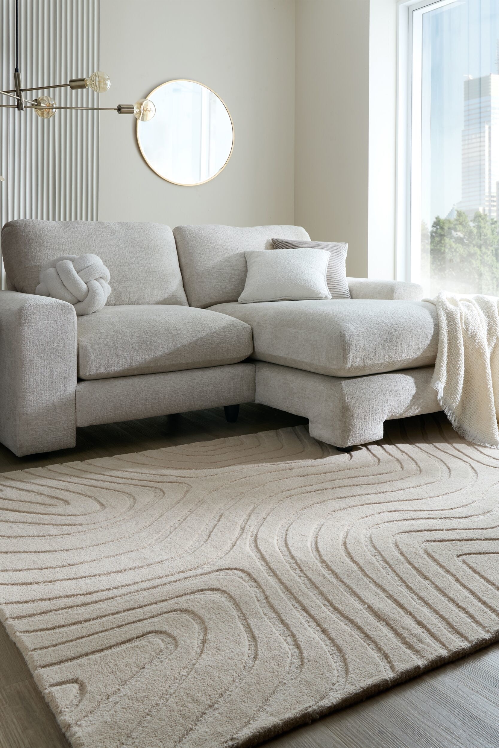 Mesmerise Abstract Wool Rug - Natural/Sage