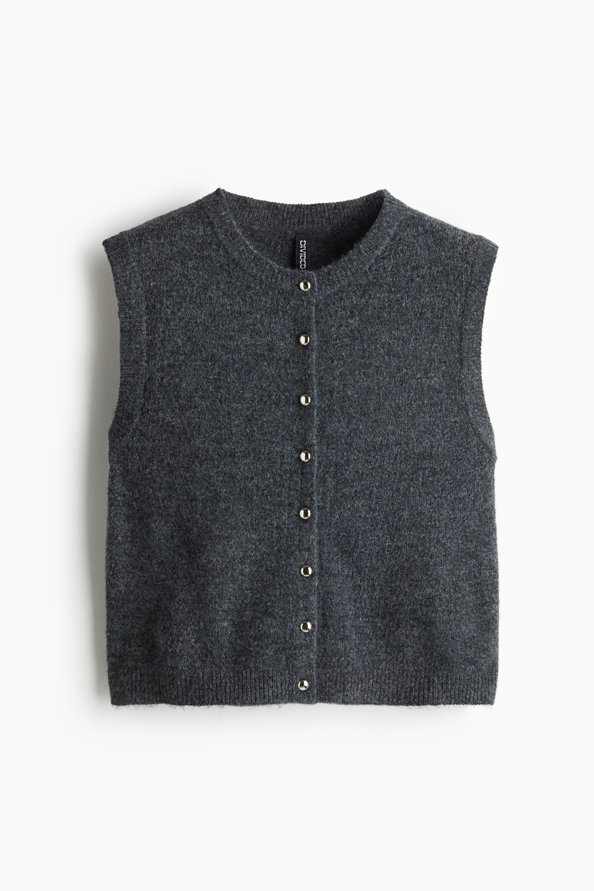 Gilet sans manches en tricot - Gris foncé chiné/Rose chiné/Noir