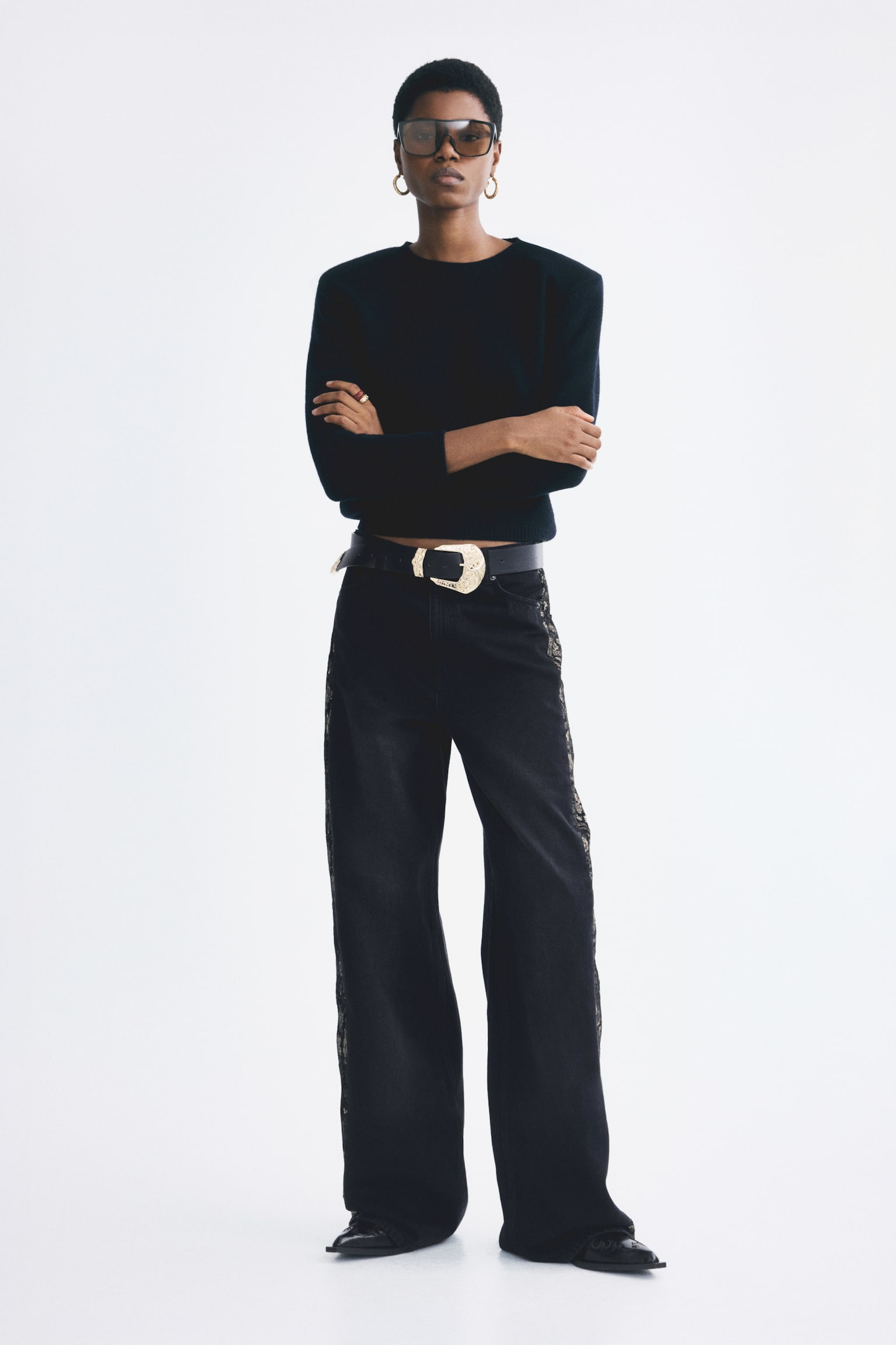 Женские джинсы H&M Jeans with Side Panels, цвет: Чёрный — фото 3