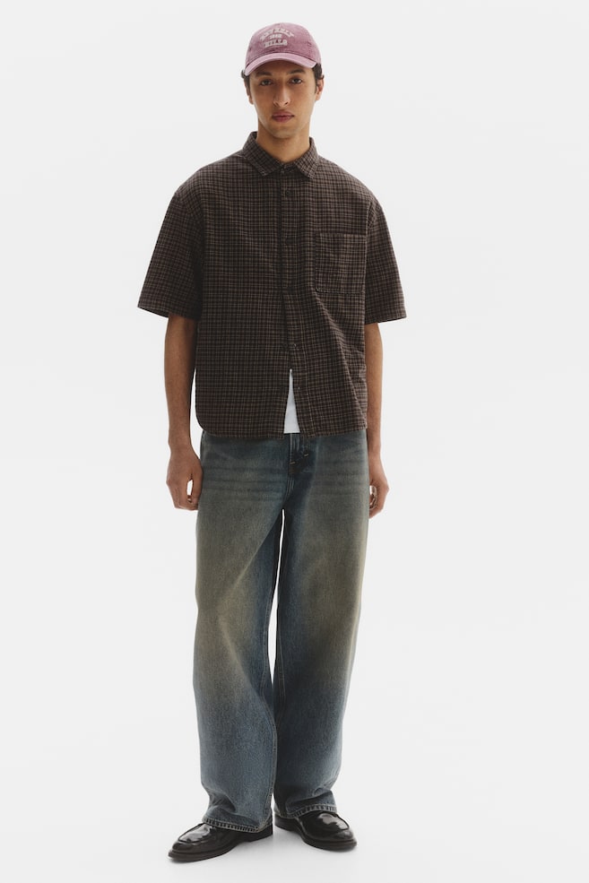 Relaxed-Fit Cotton Flannel Shirt - Dark brown/checked/Light green/checked/Light blue/checked/Beige/checked - 5