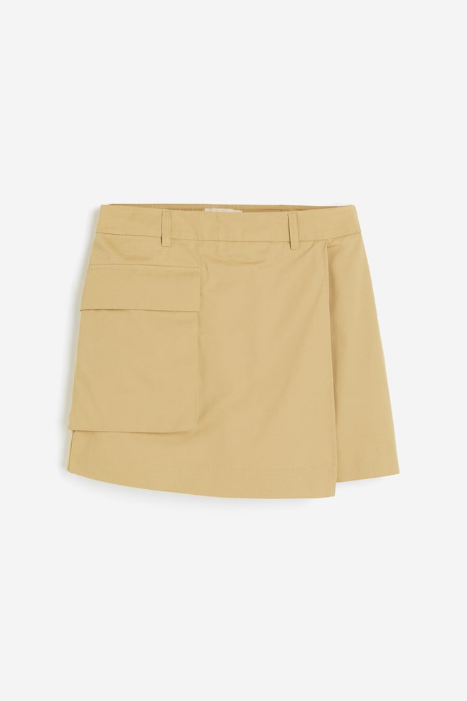 Mini jupe-short en twill - Jaune ancien/Vert foncé - 2