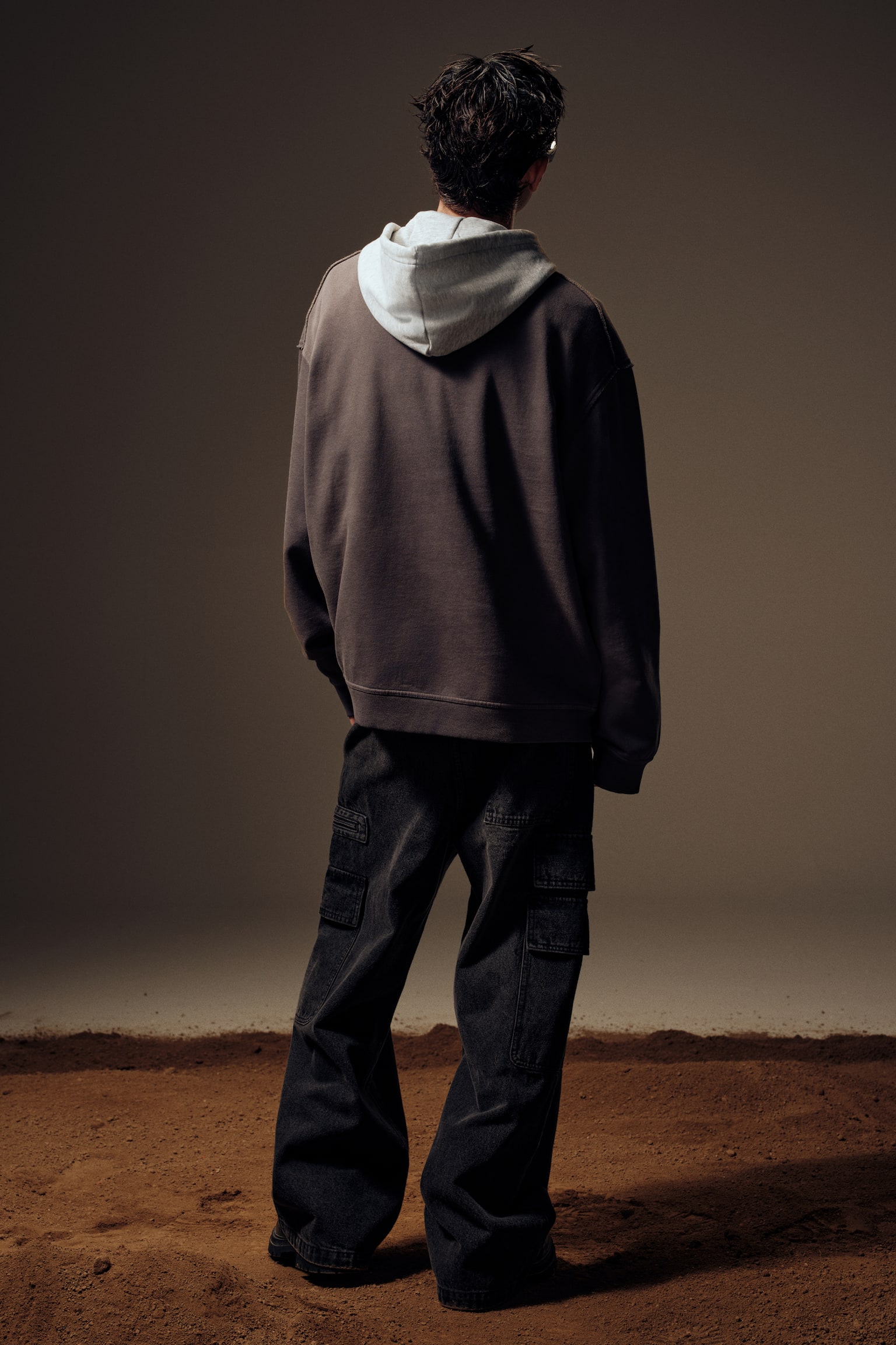 寬鬆工作牛仔褲 - 丹寧黑/丹寧灰 - 4