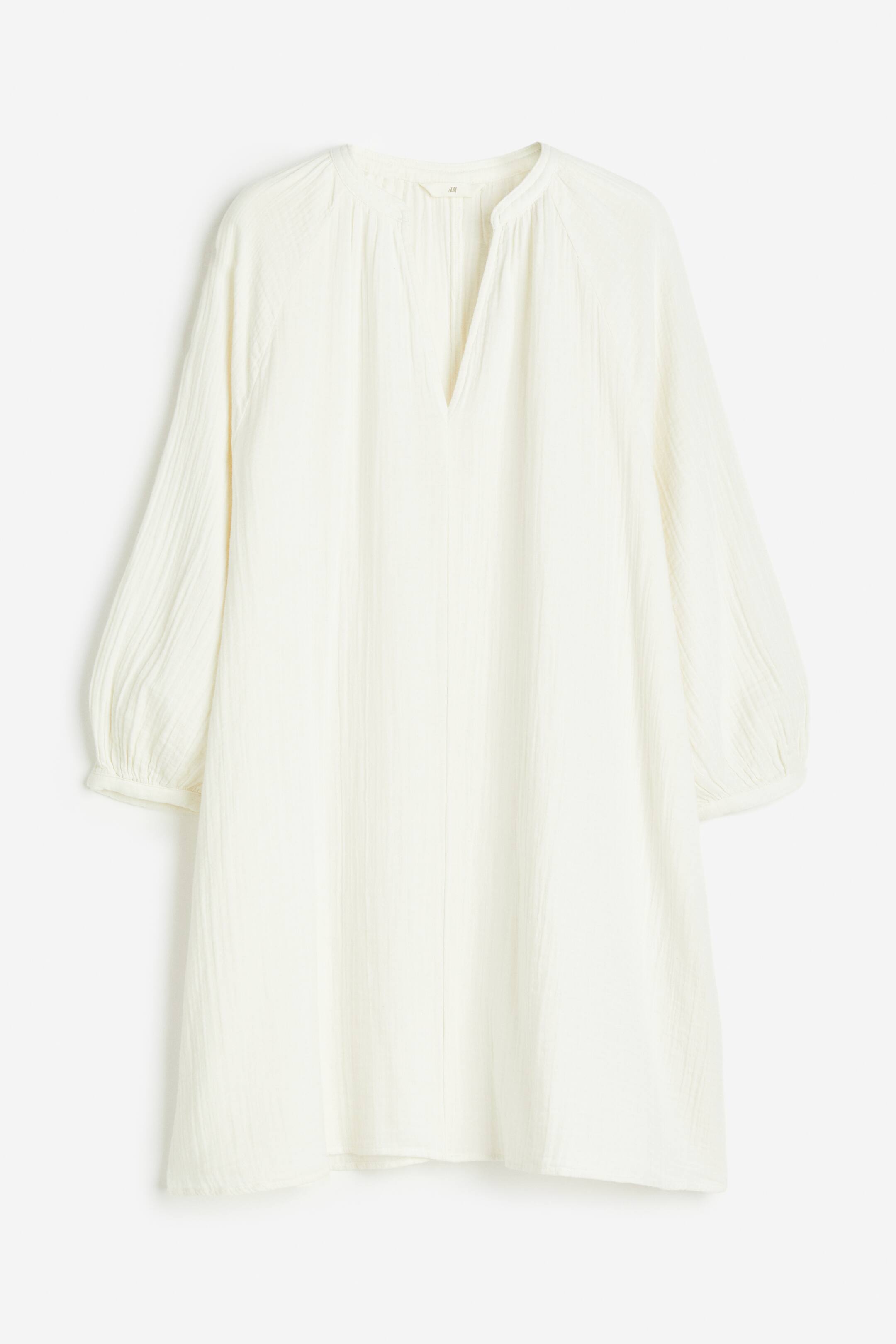 View larger image: Double-weave tunic dress - White - Ladies | H&M MY 1