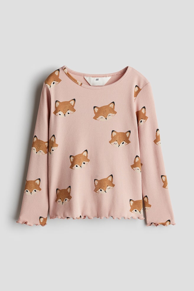 Printed jersey top - Light pink/Foxes - 1