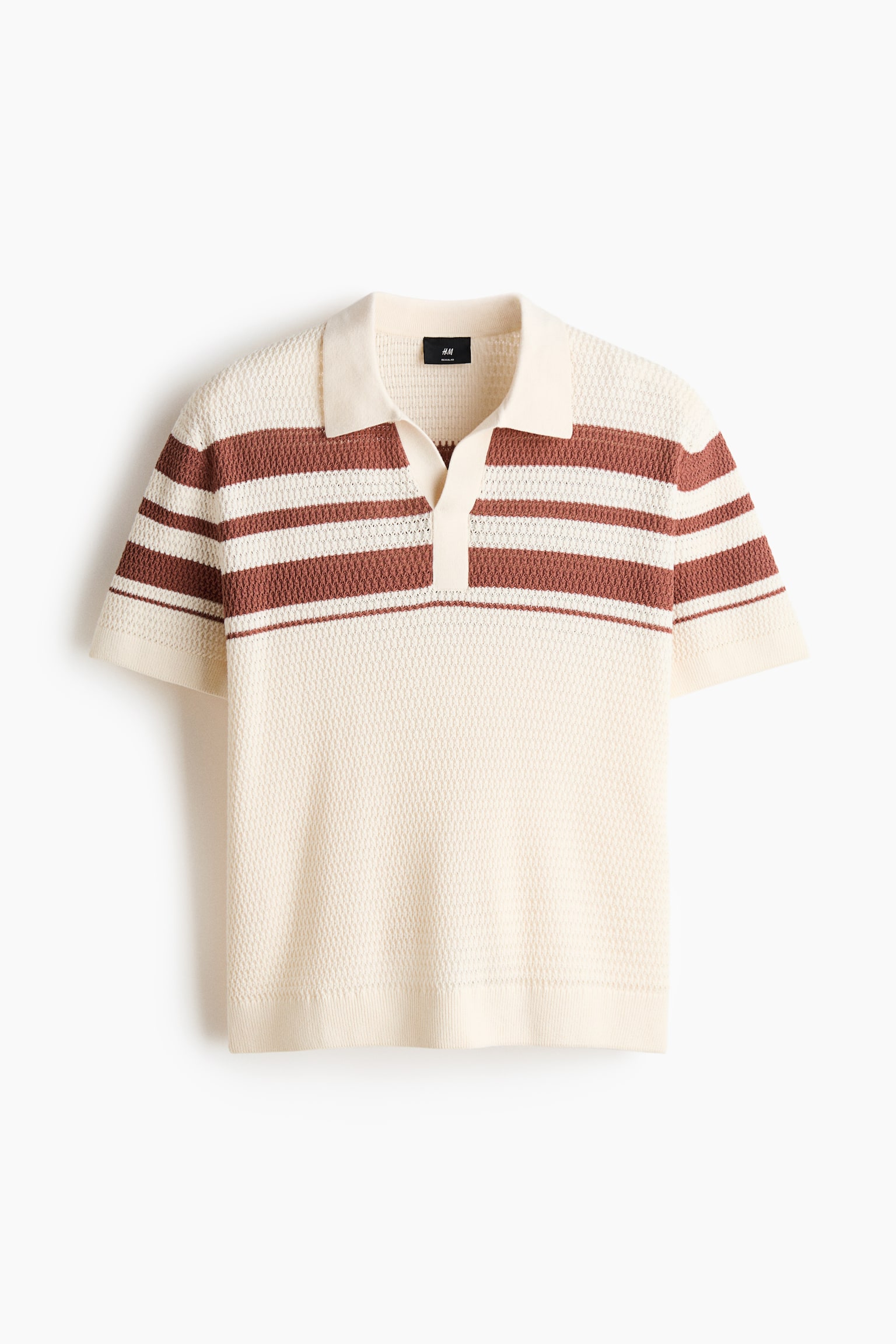 Regular Fit Pointelle-knit polo shirt-Cream/Colour block - 2