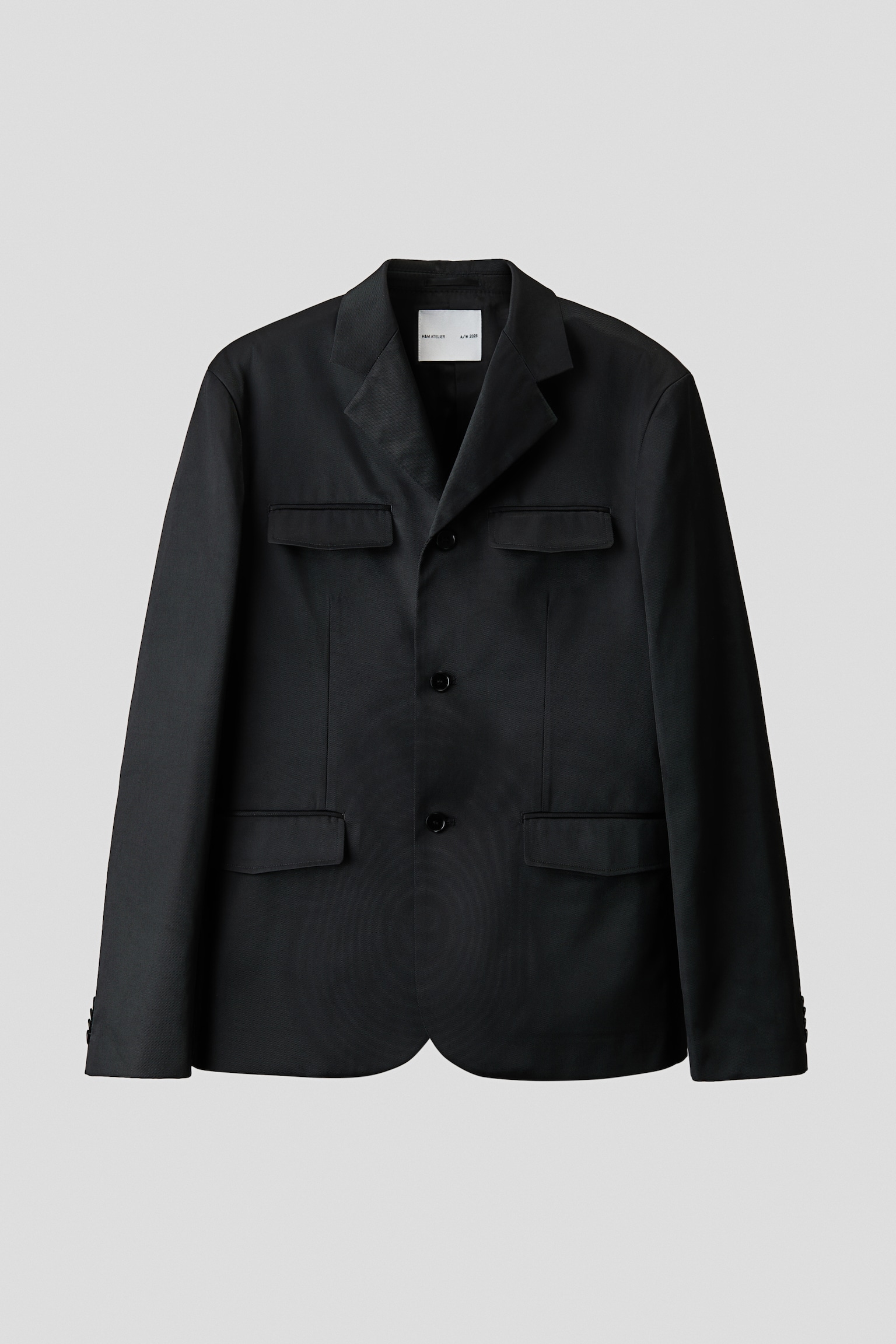 Мужская куртка H&M Slim-Fit Single-Breasted Twill, цвет: Чёрный — фото 1