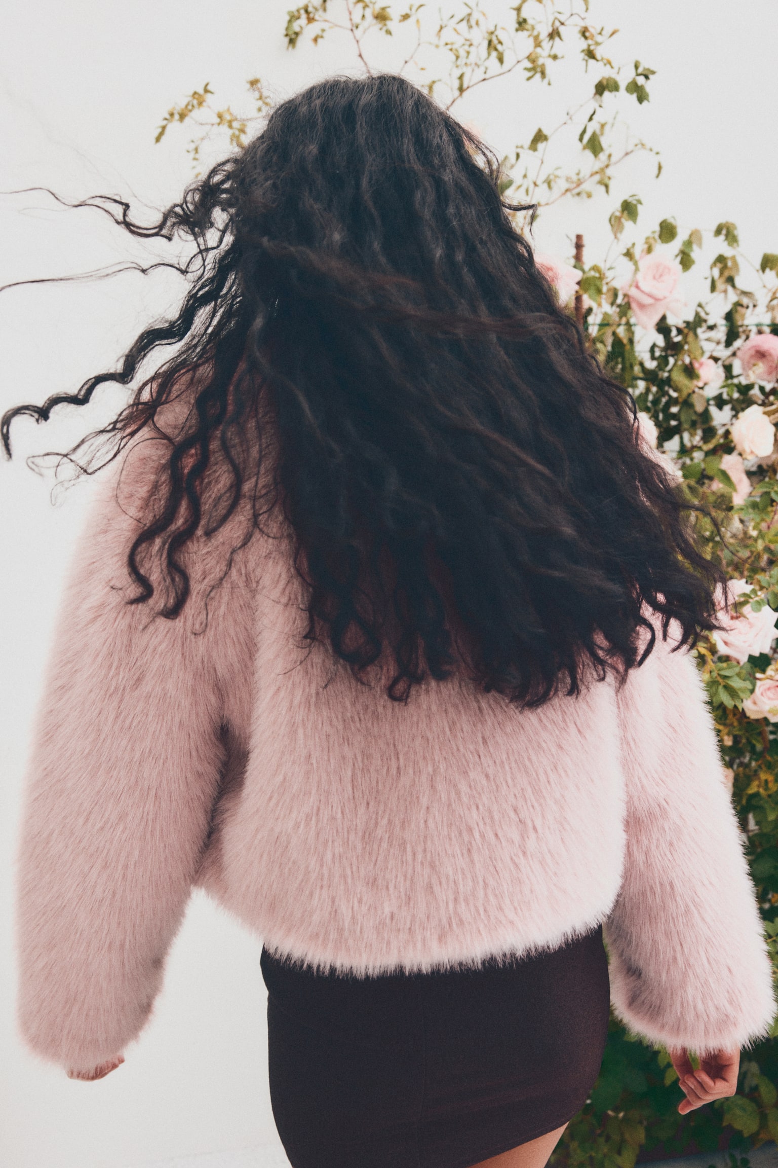 Flauschige Kurzjacke - Hellrosa/Dunkelbeige/Beige - 4