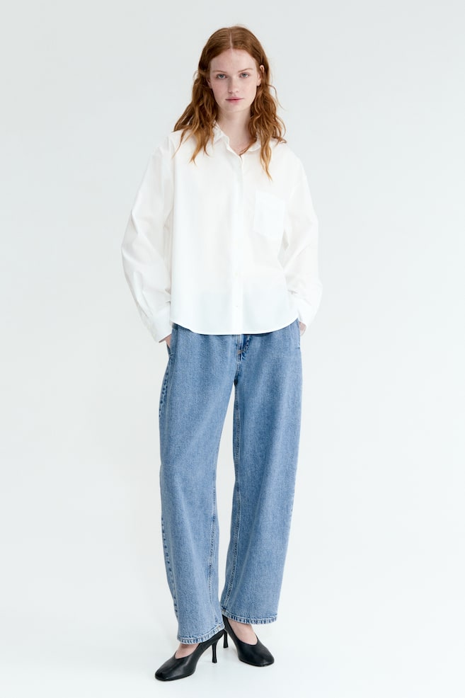 Oversized Poplin Shirt - White - 2