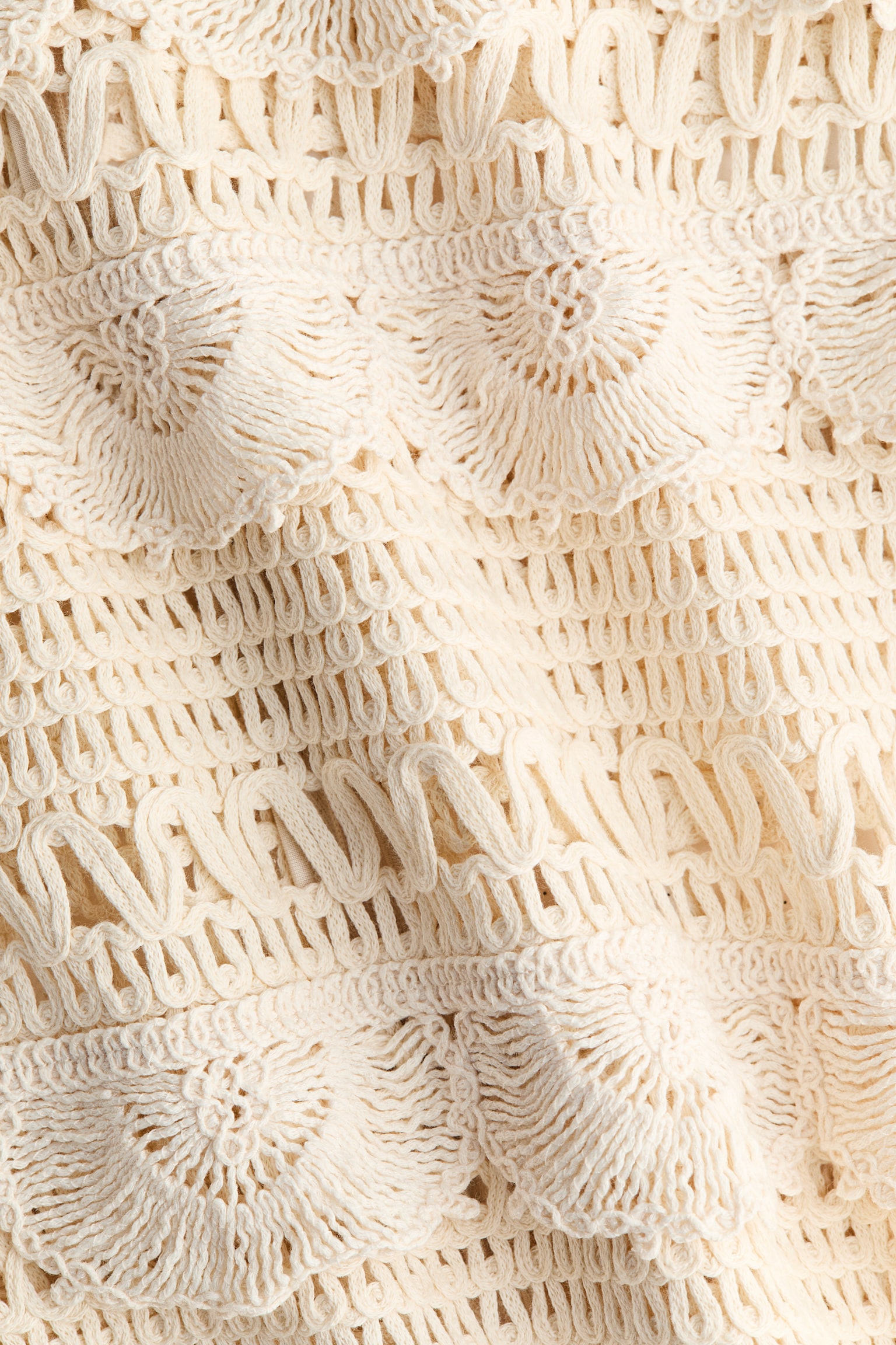 鉤花造型迷你洋裝 - 奶油色 - 5