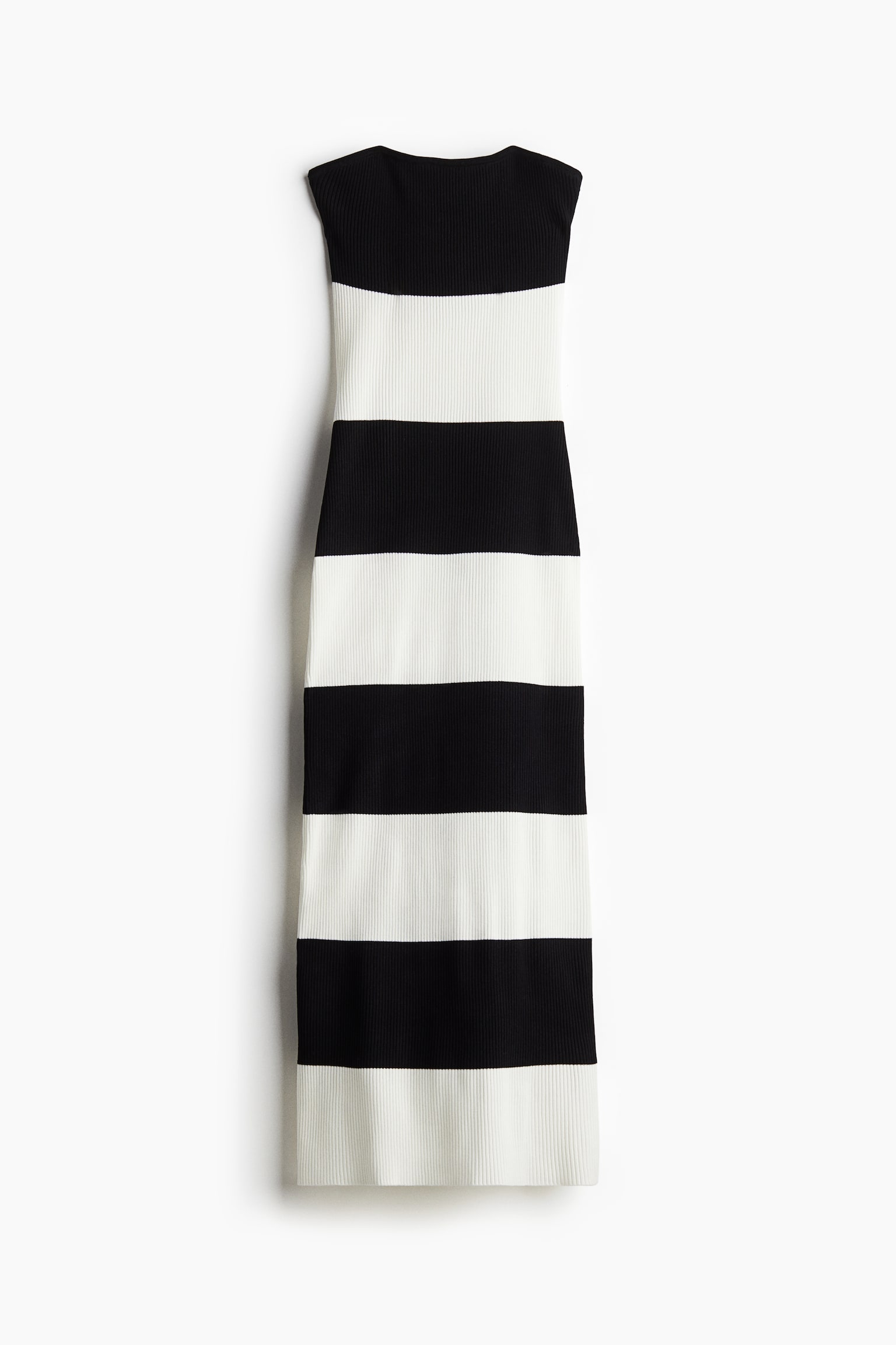 Женское платье H&M Ribbed Tube, цвет: Чёрный / Кремовый полосатый — фото 1